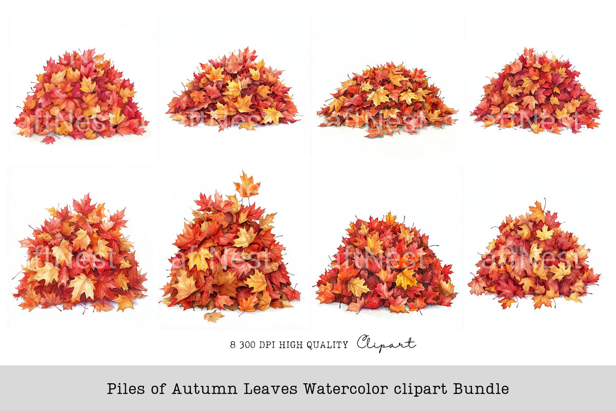 Piles Of Autumn Leaves Clipart Bundle