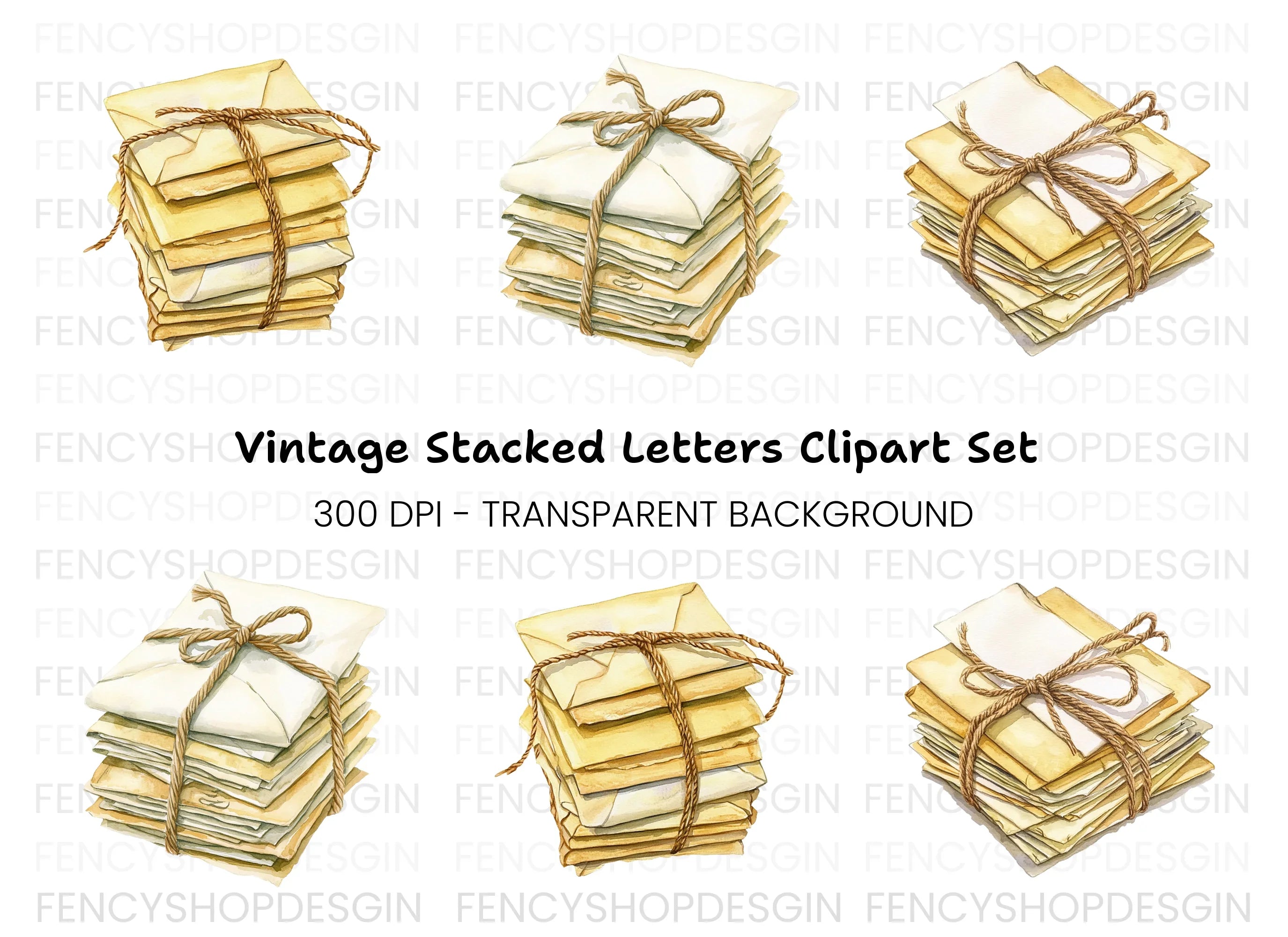 Vintage Stacked Letters Clipart Bundle