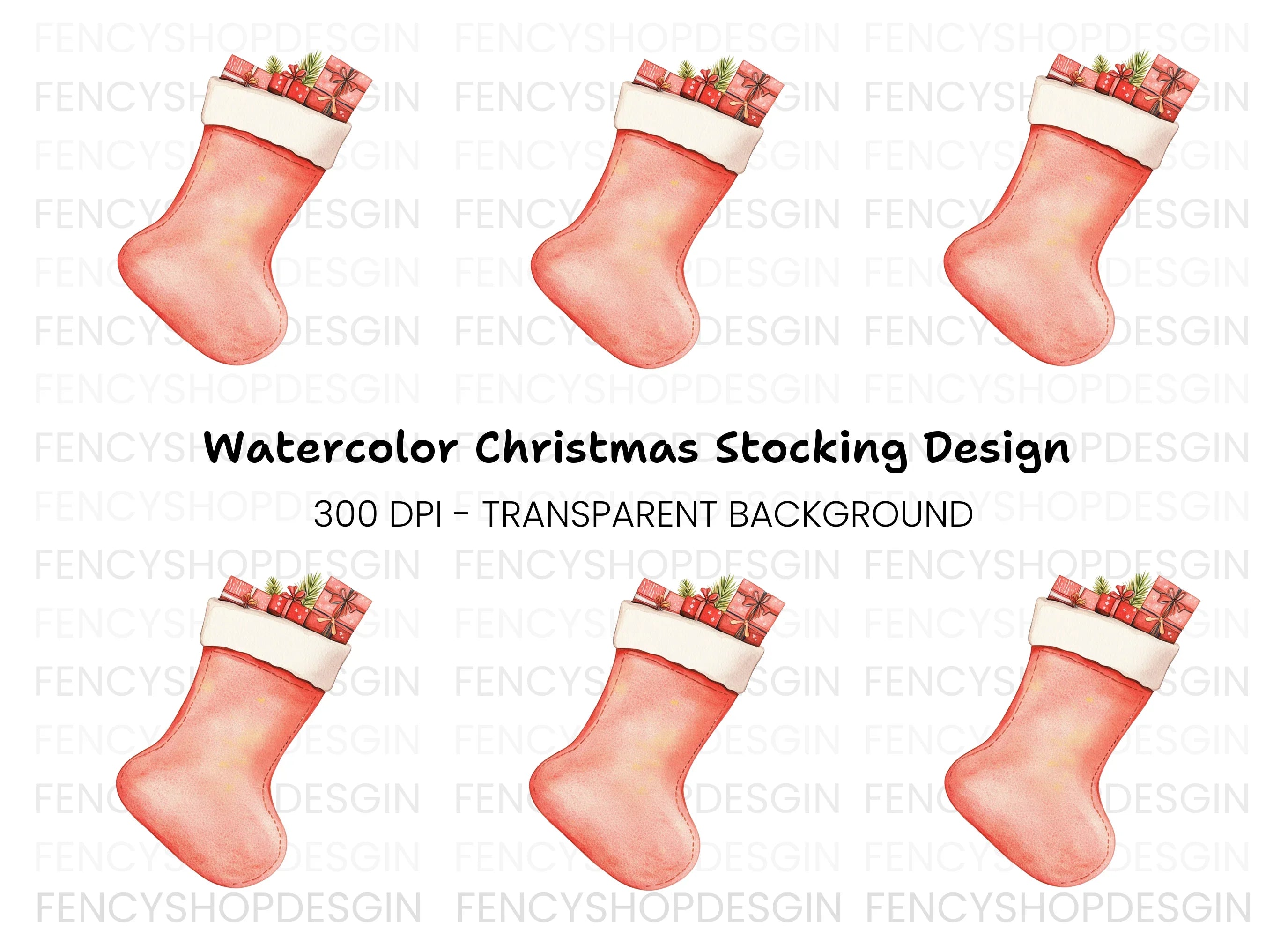 Cozy Christmas Stocking with Gifts Clipart Bundle