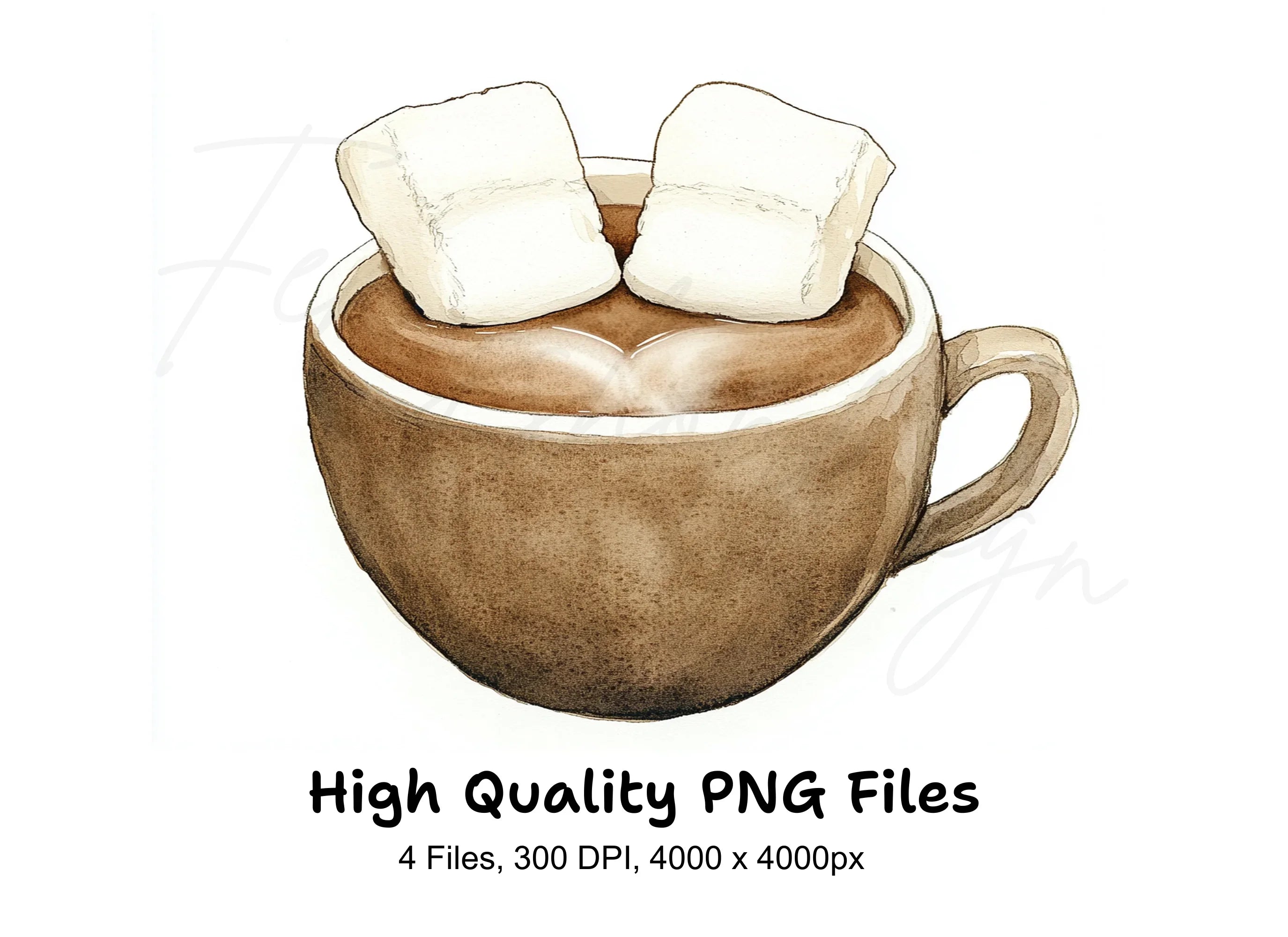 Hot Chocolate with Marshmallows Clipart Bundle