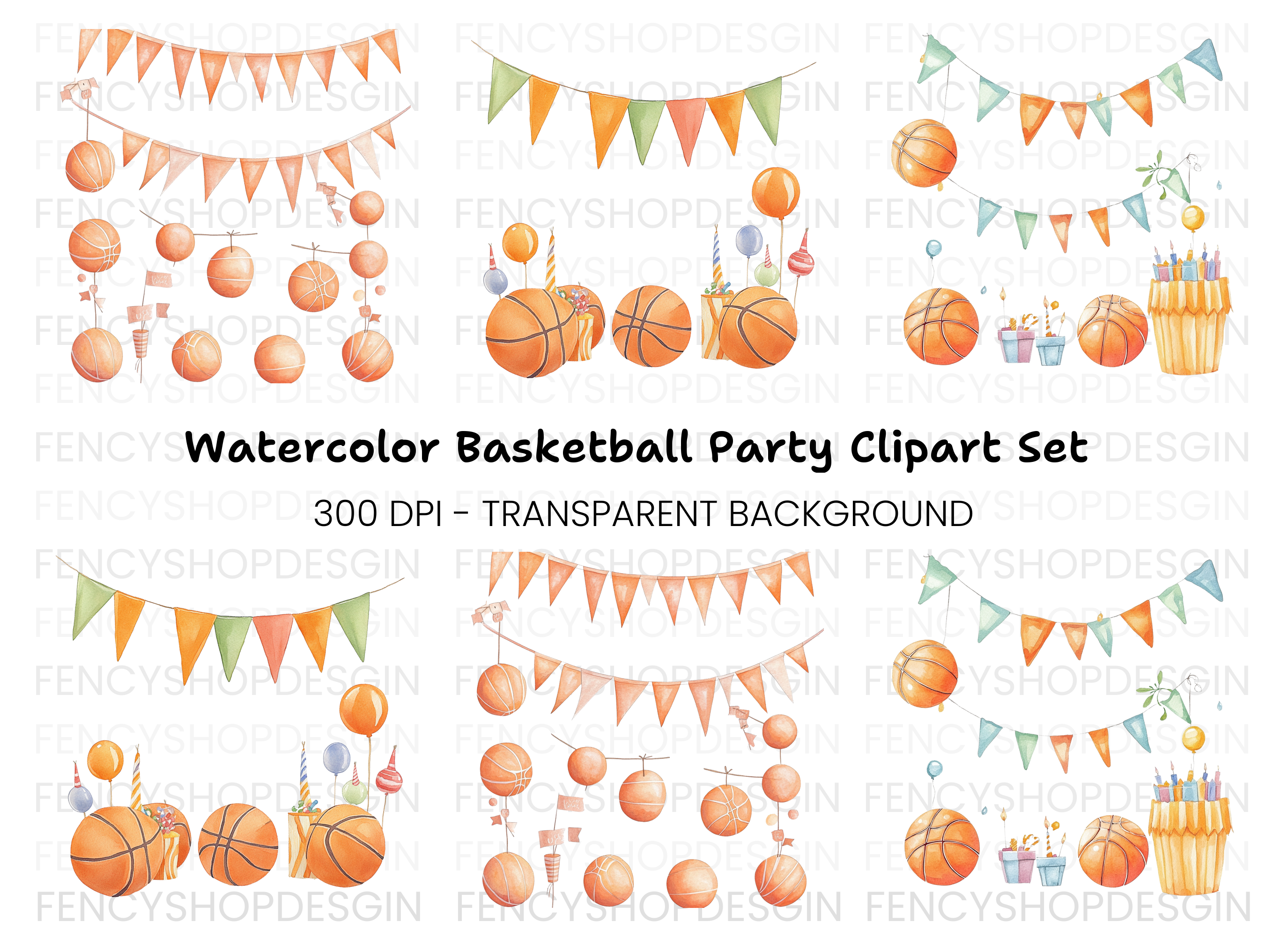 Basketball Birthday Party Clipart Bundle