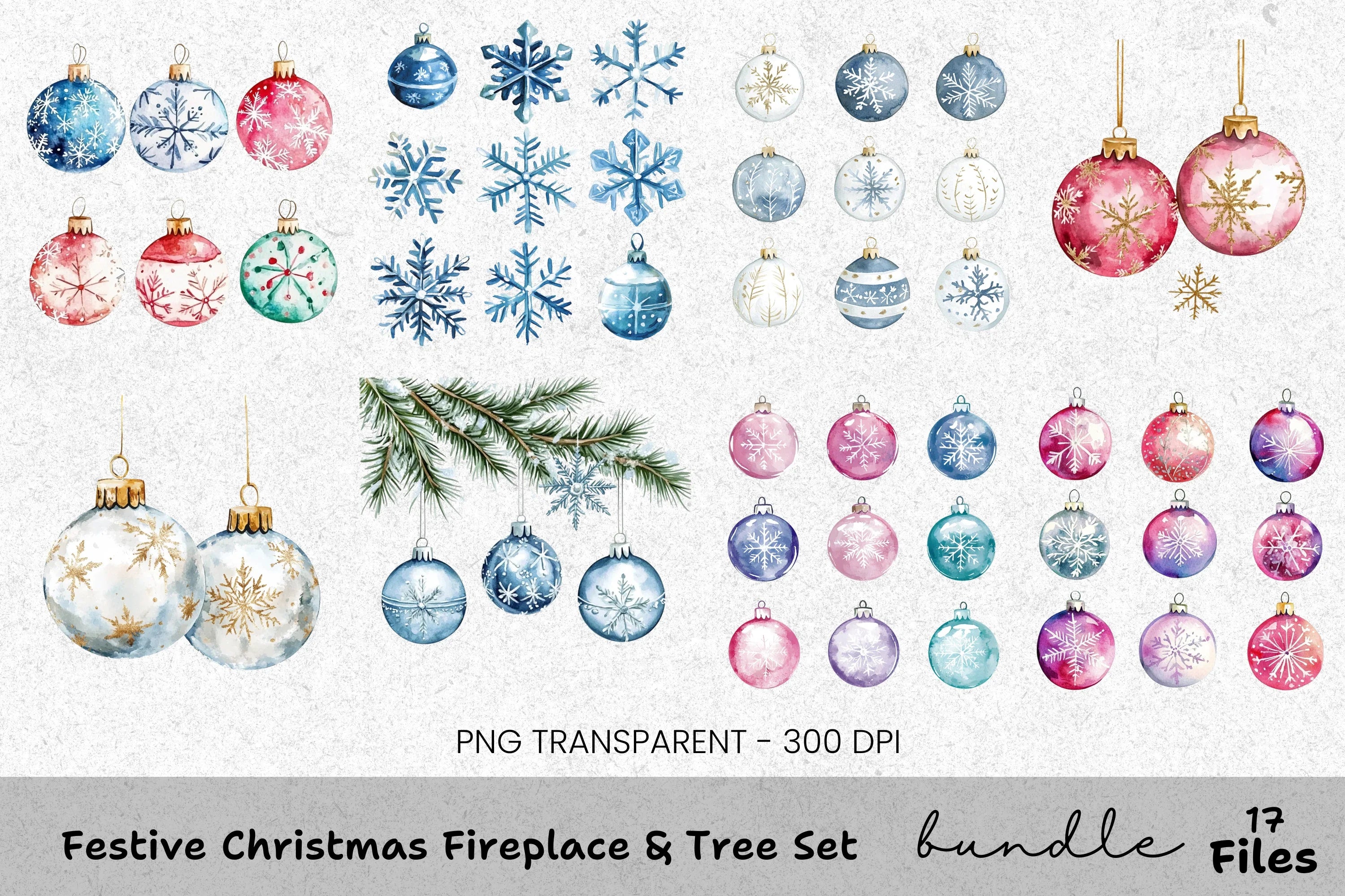Festive Ornaments Clipart Bundle