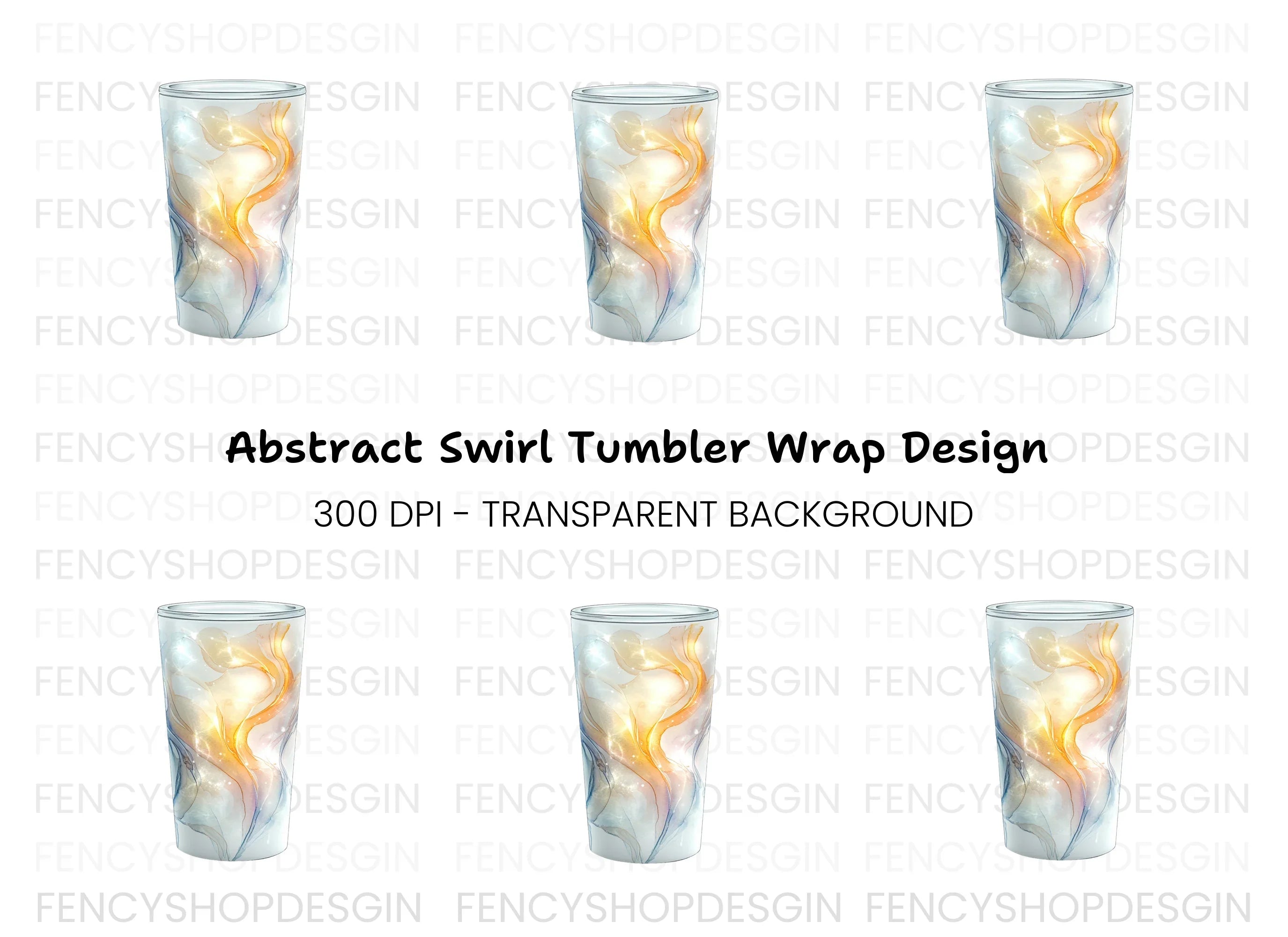 Golden Swirl Tumbler with Sparkles Clipart Bundle