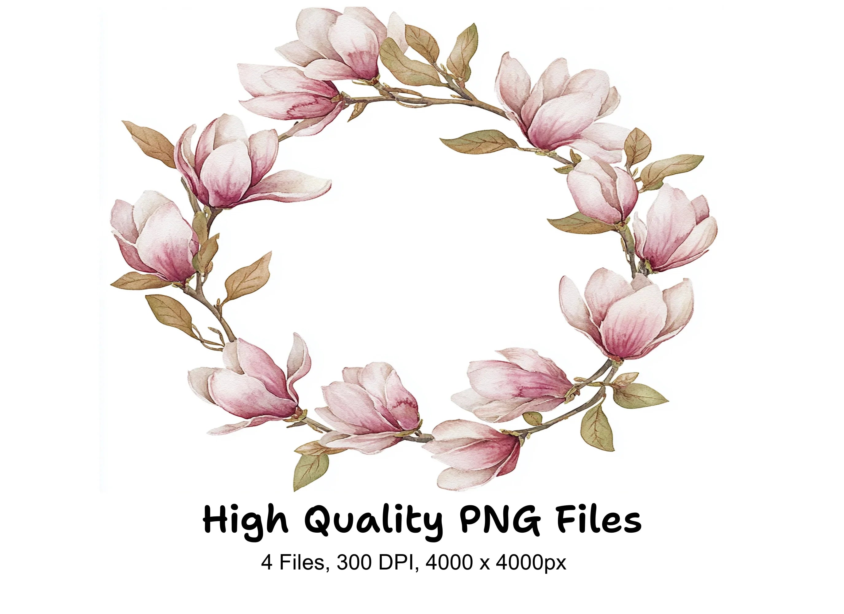 Magnolia Wreaths Clipart Bundle