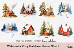Cozy Christmas House Clipart Bundle - CraftNest - Digital Crafting and Art