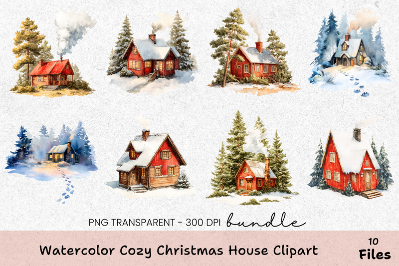 Cozy Christmas House Clipart Bundle - CraftNest - Digital Crafting and Art