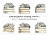 Sleeping Kittens on Books Clipart Bundle