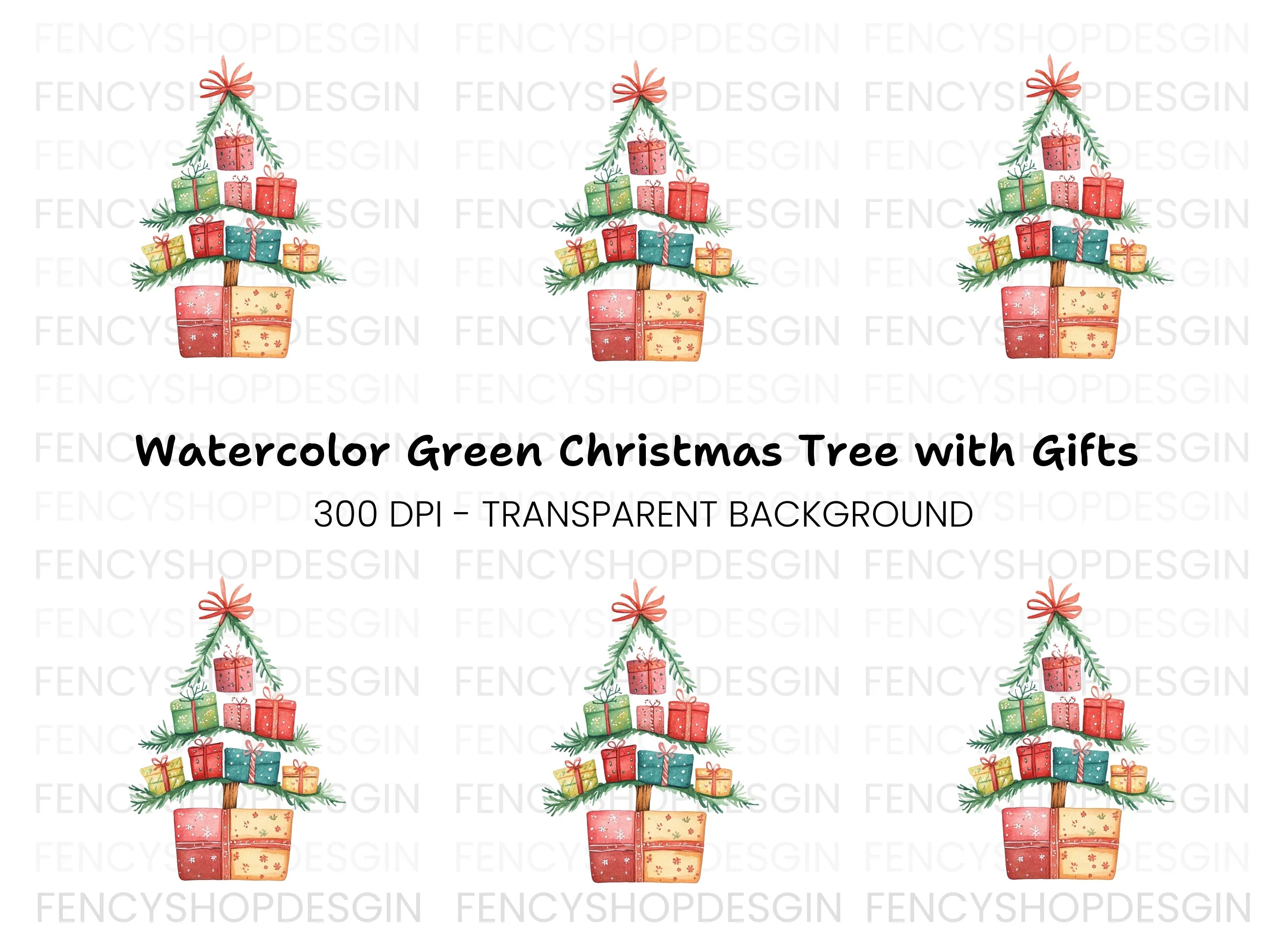 Christmas Tree Gift Clipart Bundle