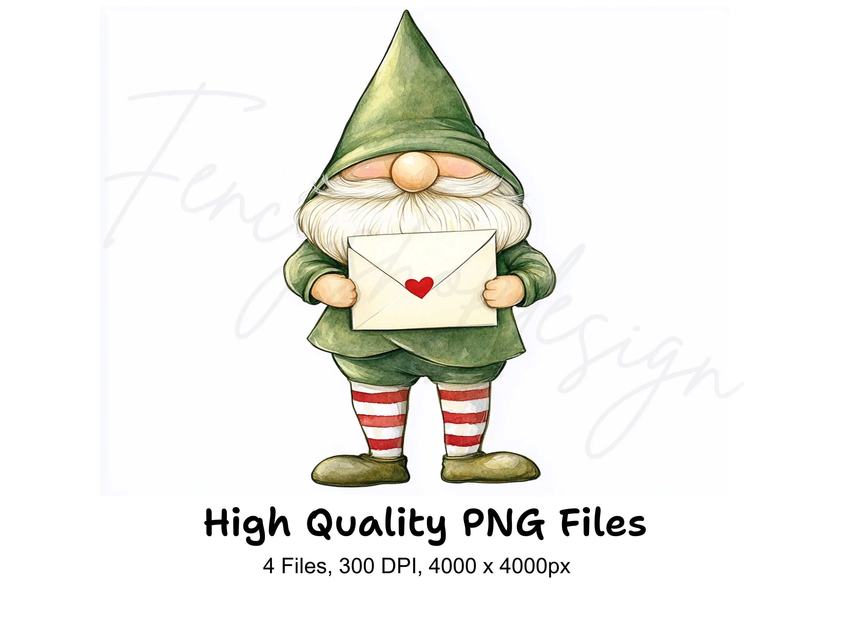 Green Gnomes Love Letters Clipart Bundle