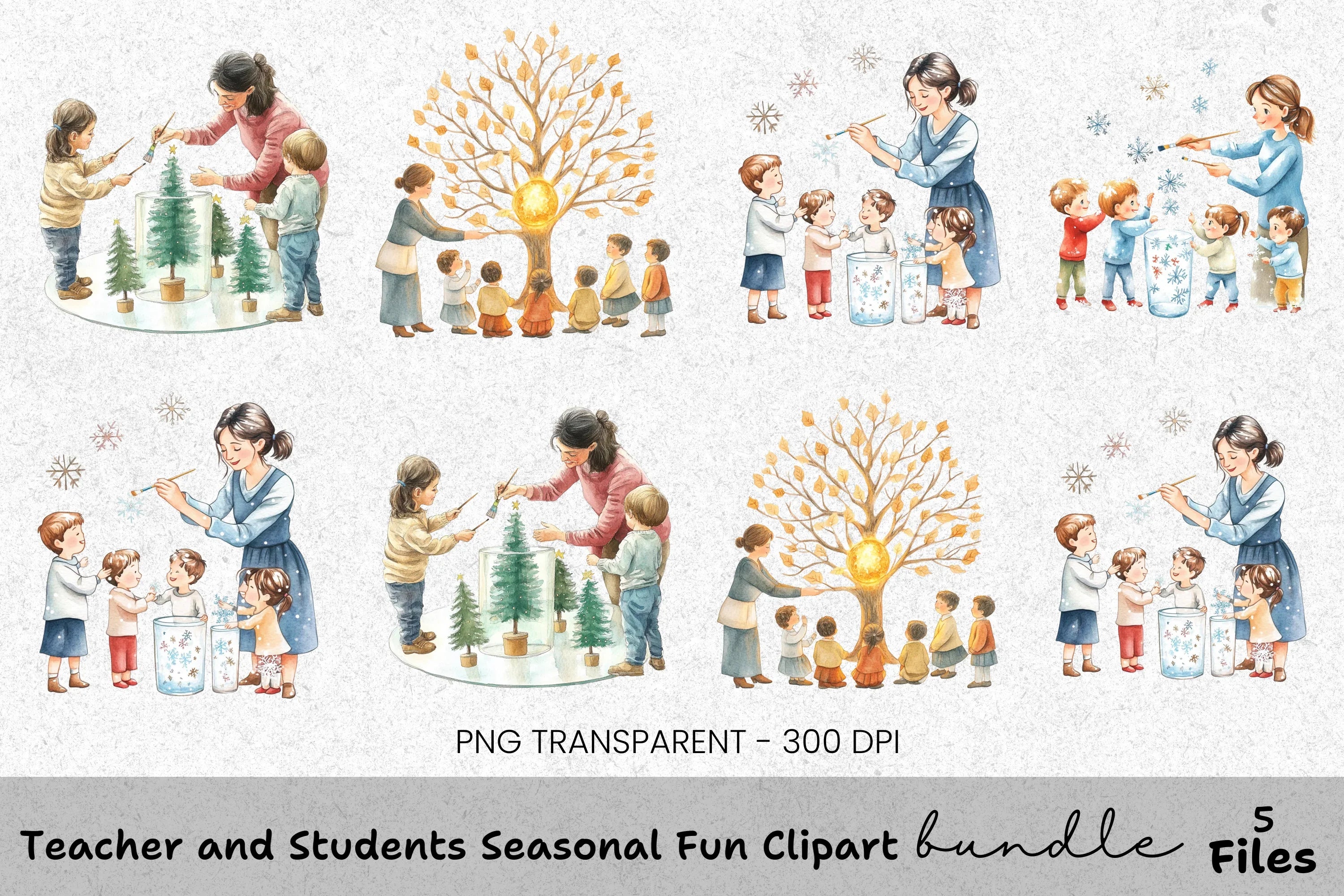 Family Holiday Crafts Clipart Bundle