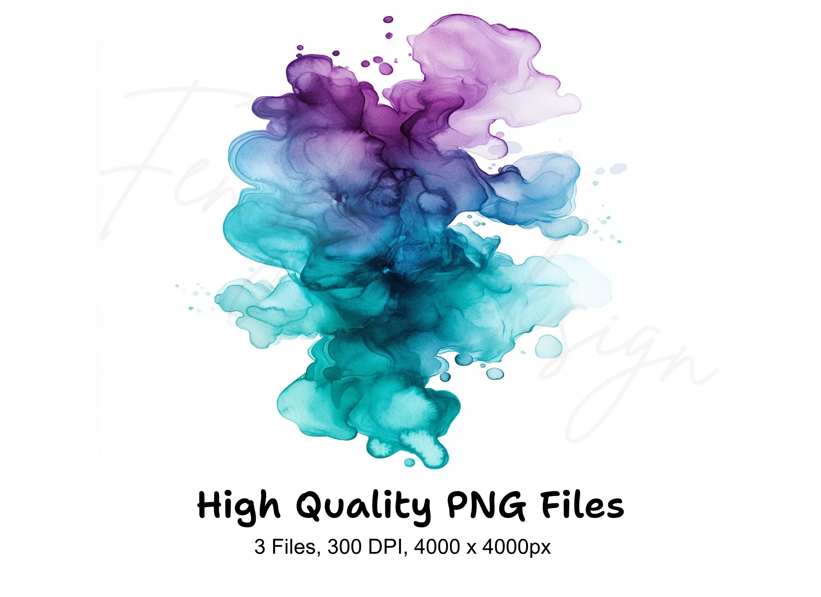 Colorful Alcohol Ink Splash Designs Clipart Bundle