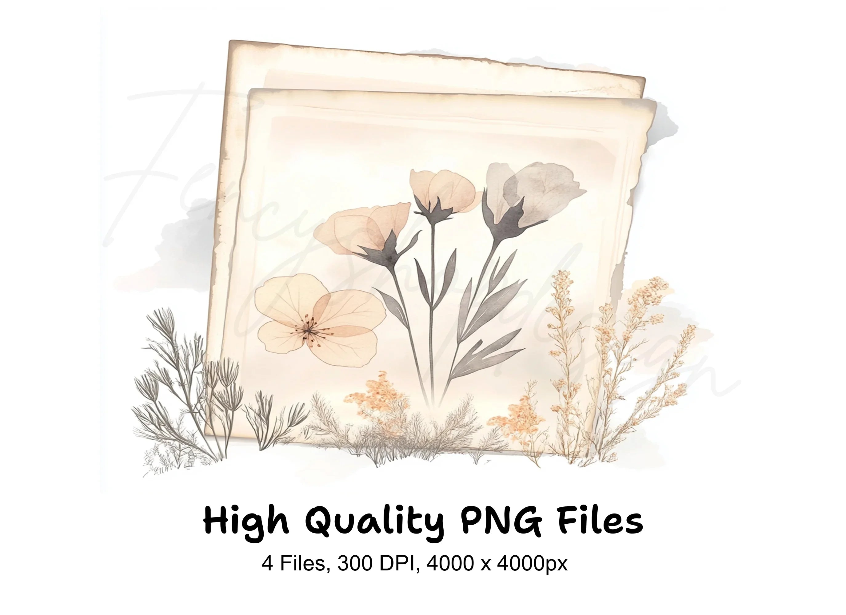 Delicate Flowers Frames Clipart Bundle