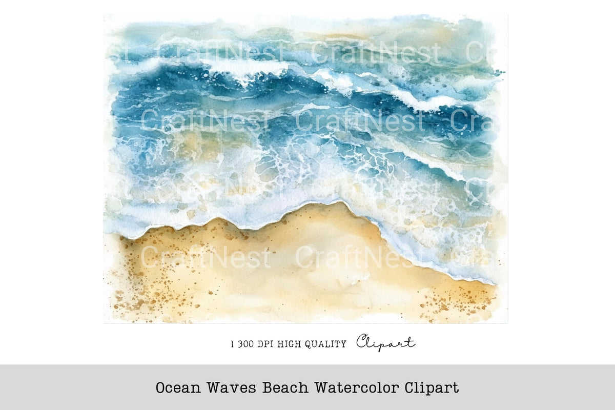 Ocean Waves Beach Clipart Bundle