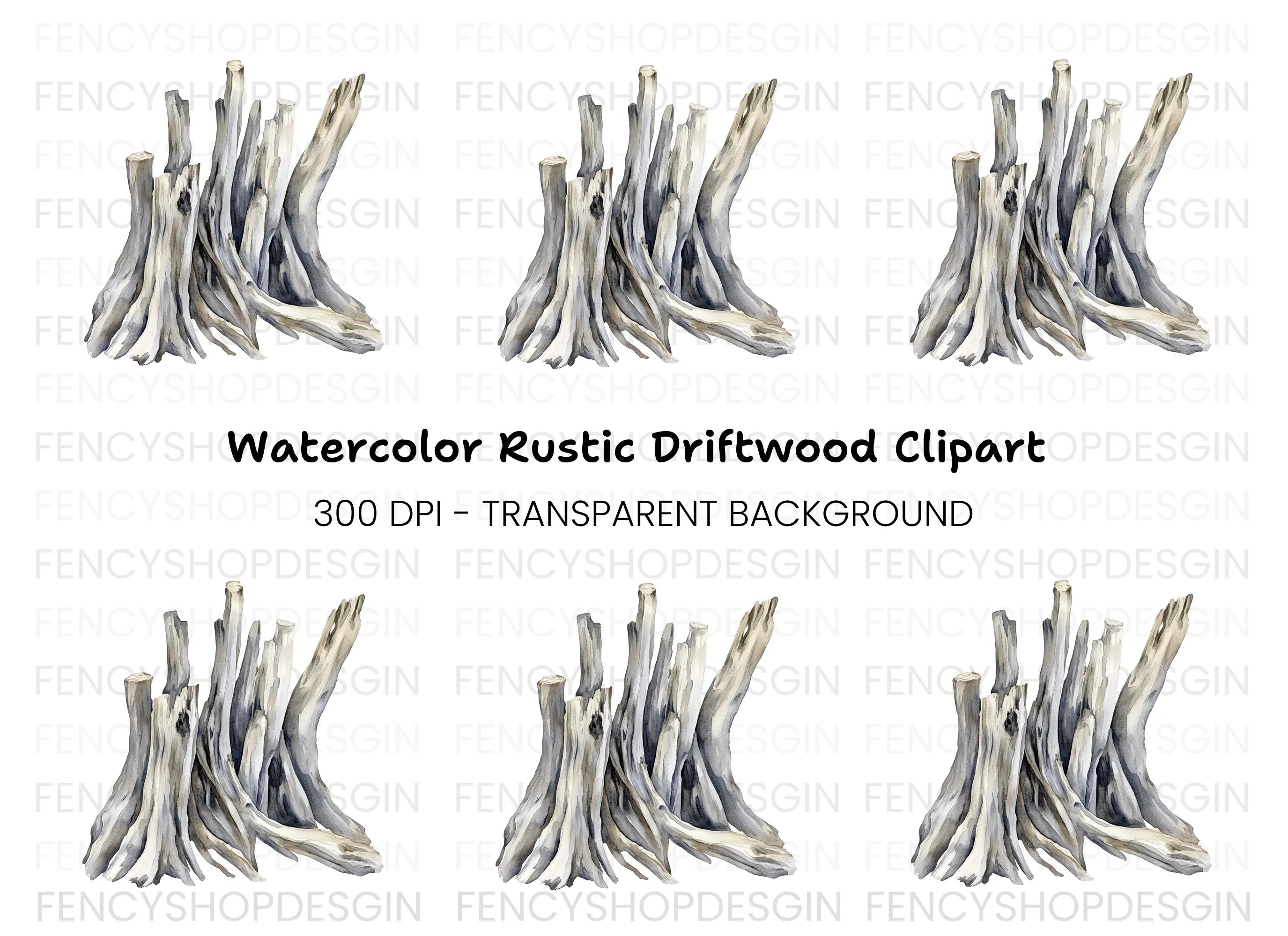 Driftwood Stack Clipart Bundle