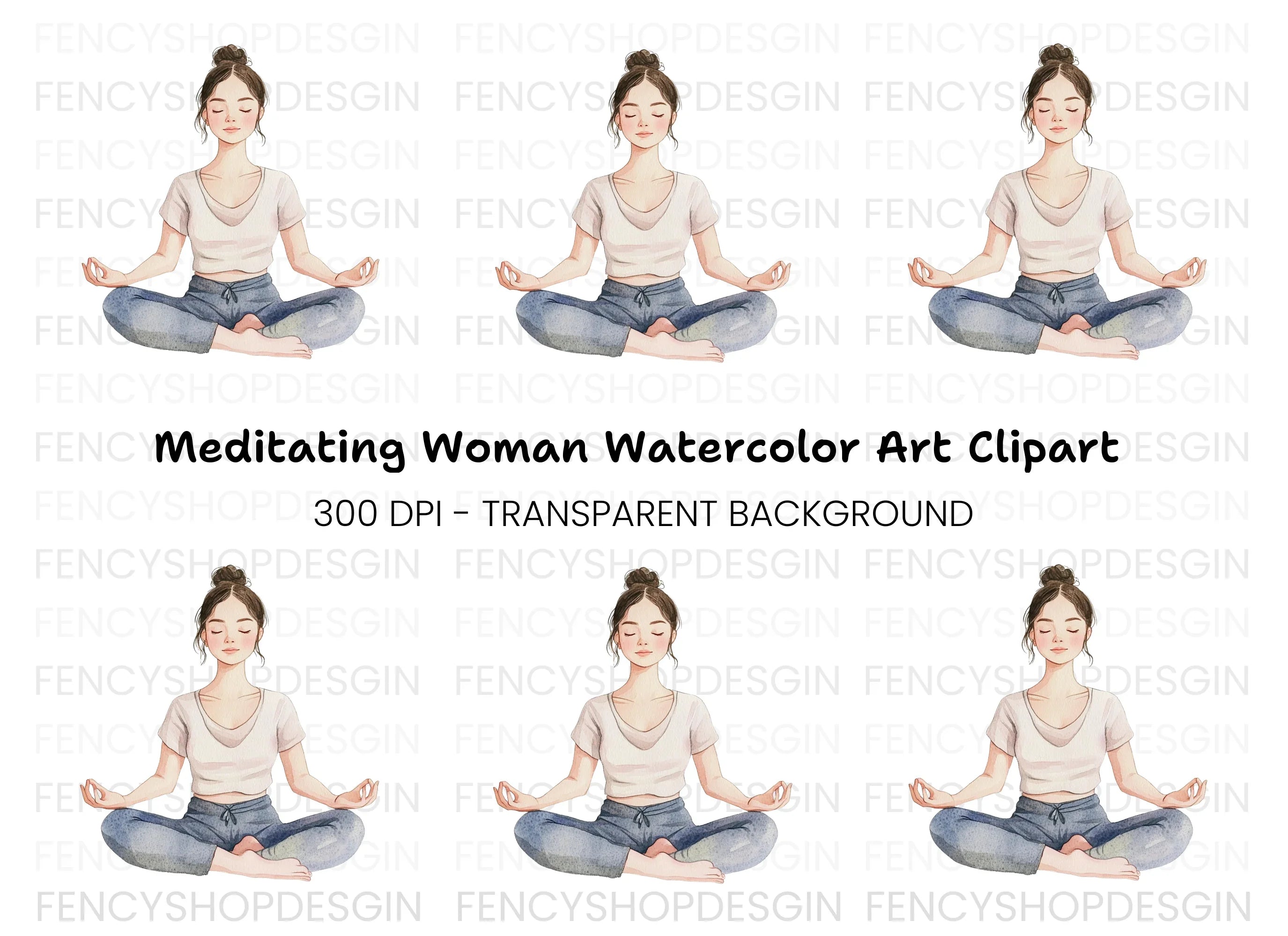 Serene Yoga Pose Clipart Bundle