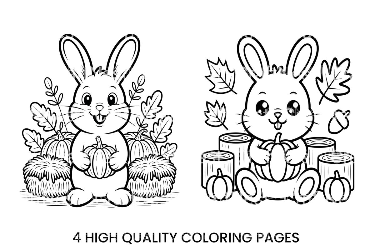 Cute Autumn Bunny Coloring Books