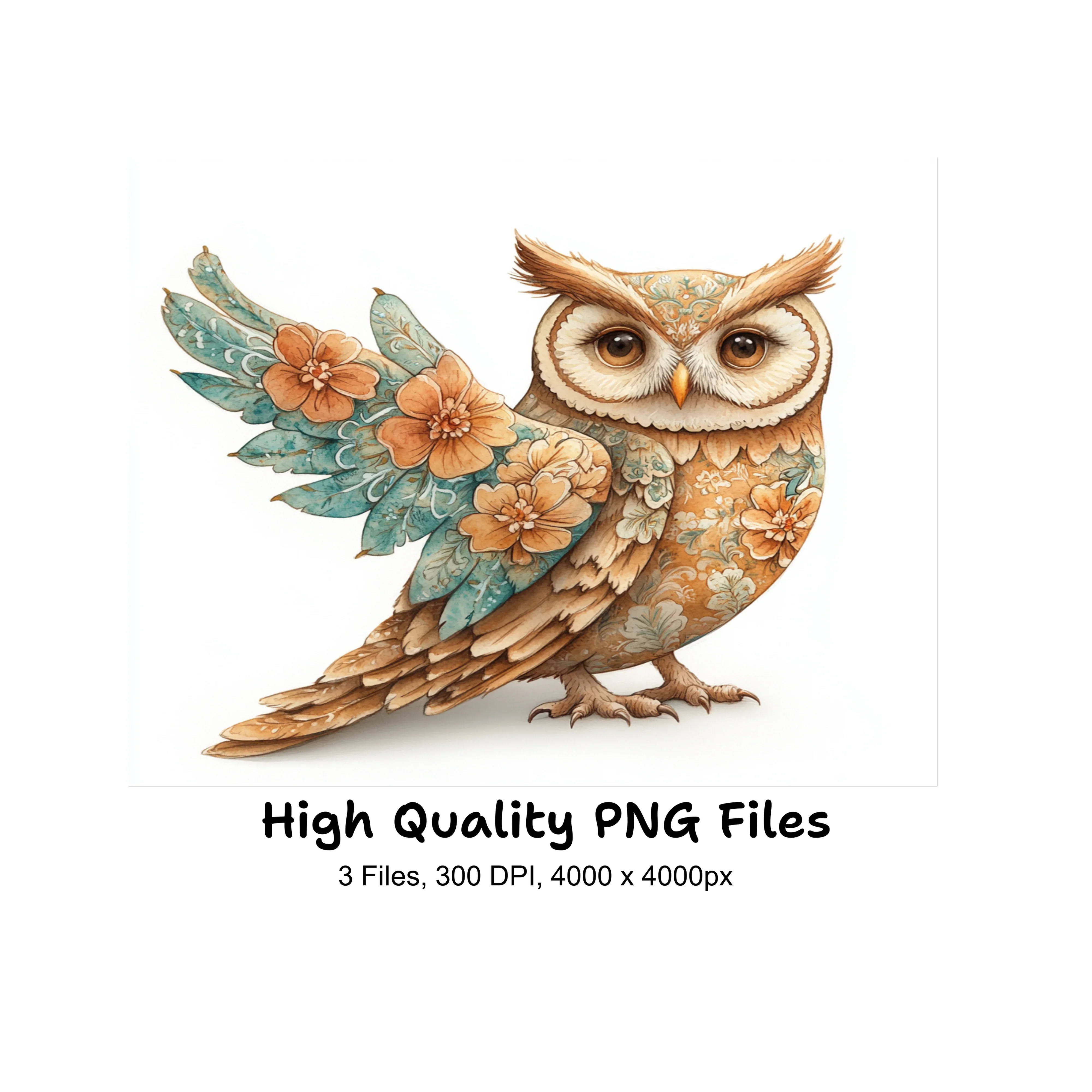 Floral Owl Clipart Bundle