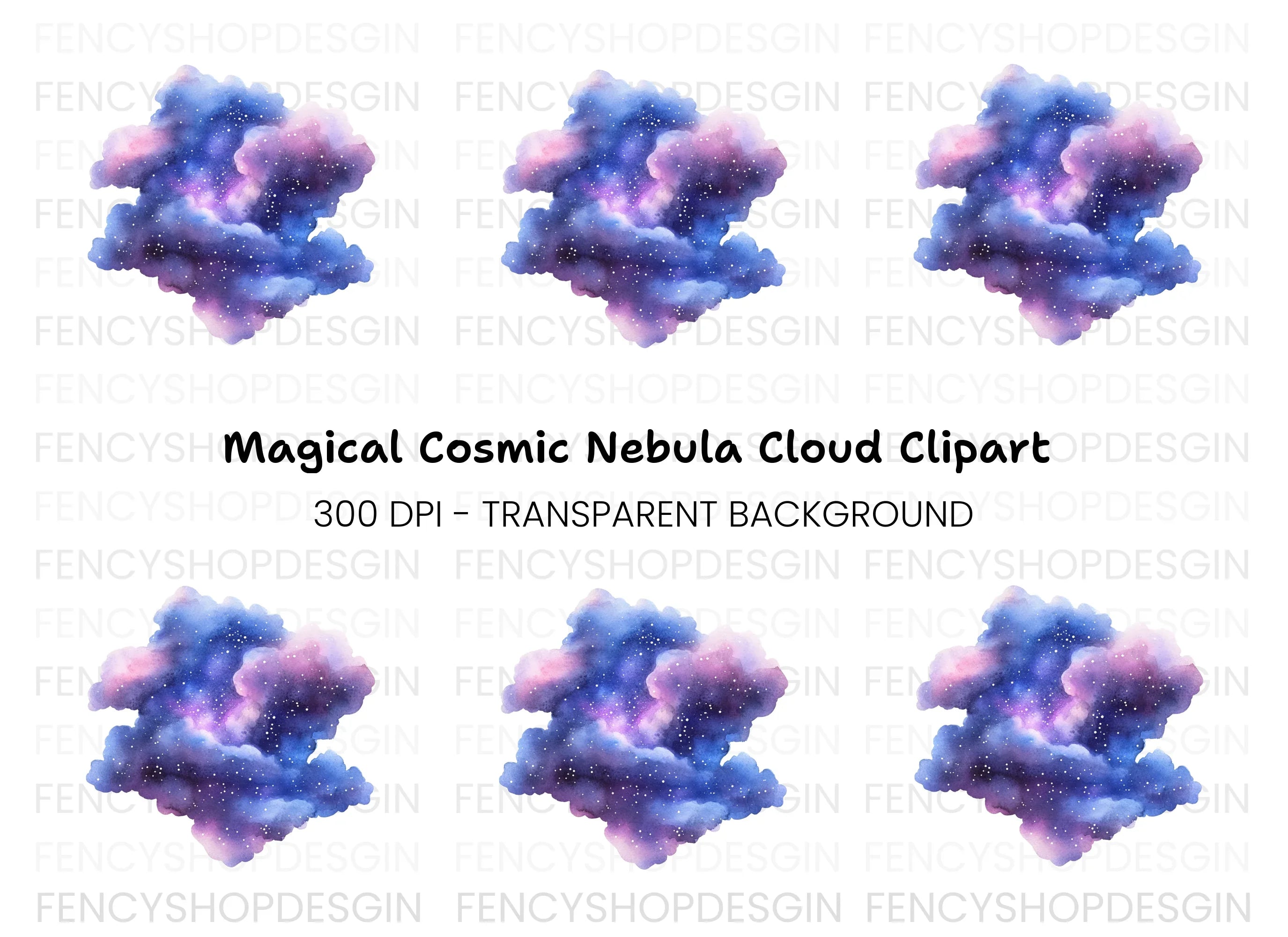 Mystical Galaxy Cloud Clipart Bundle