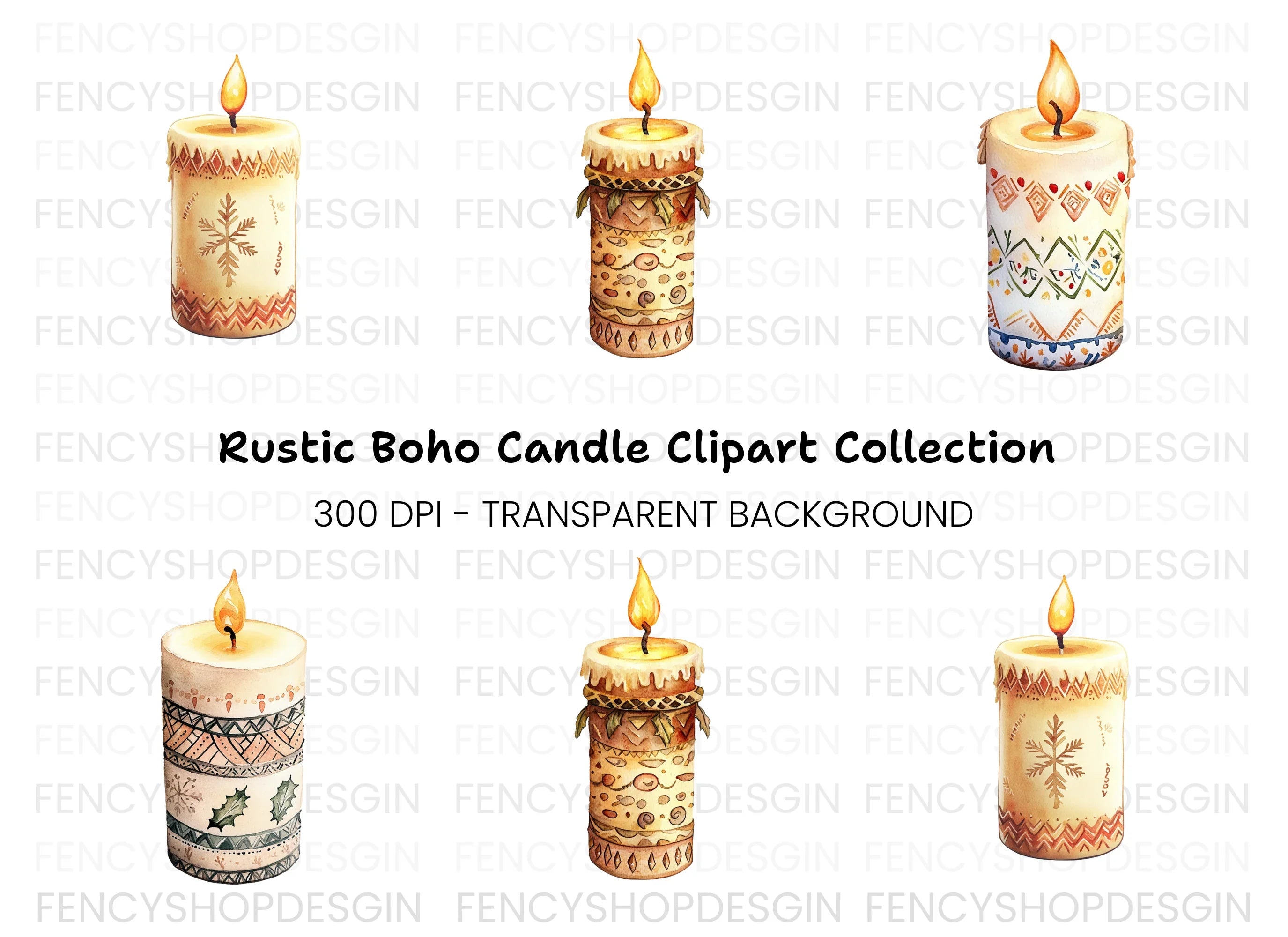 Christmas Candles Clipart Bundle