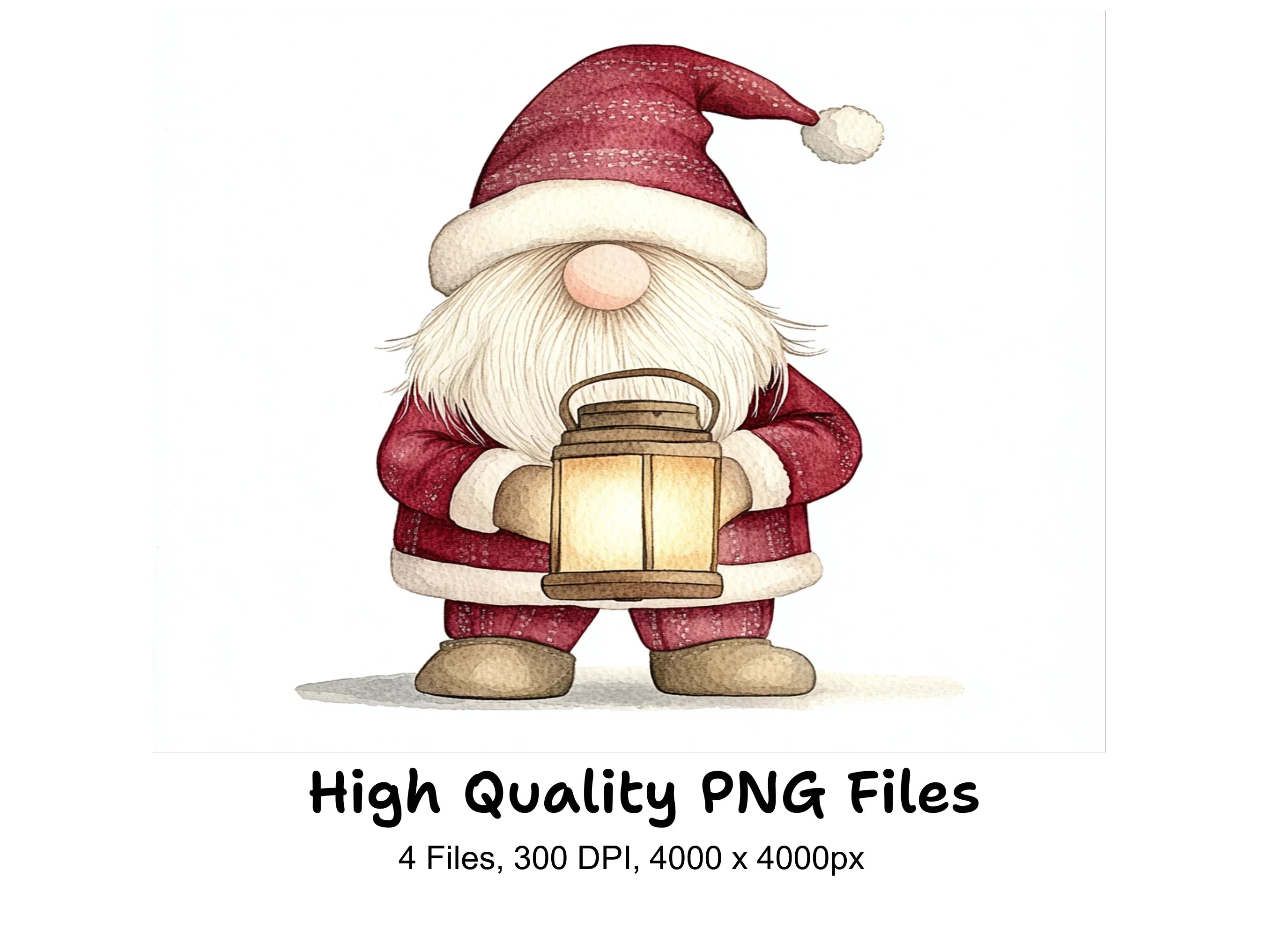 Christmas Gnome with Lanterns Clipart Bundle