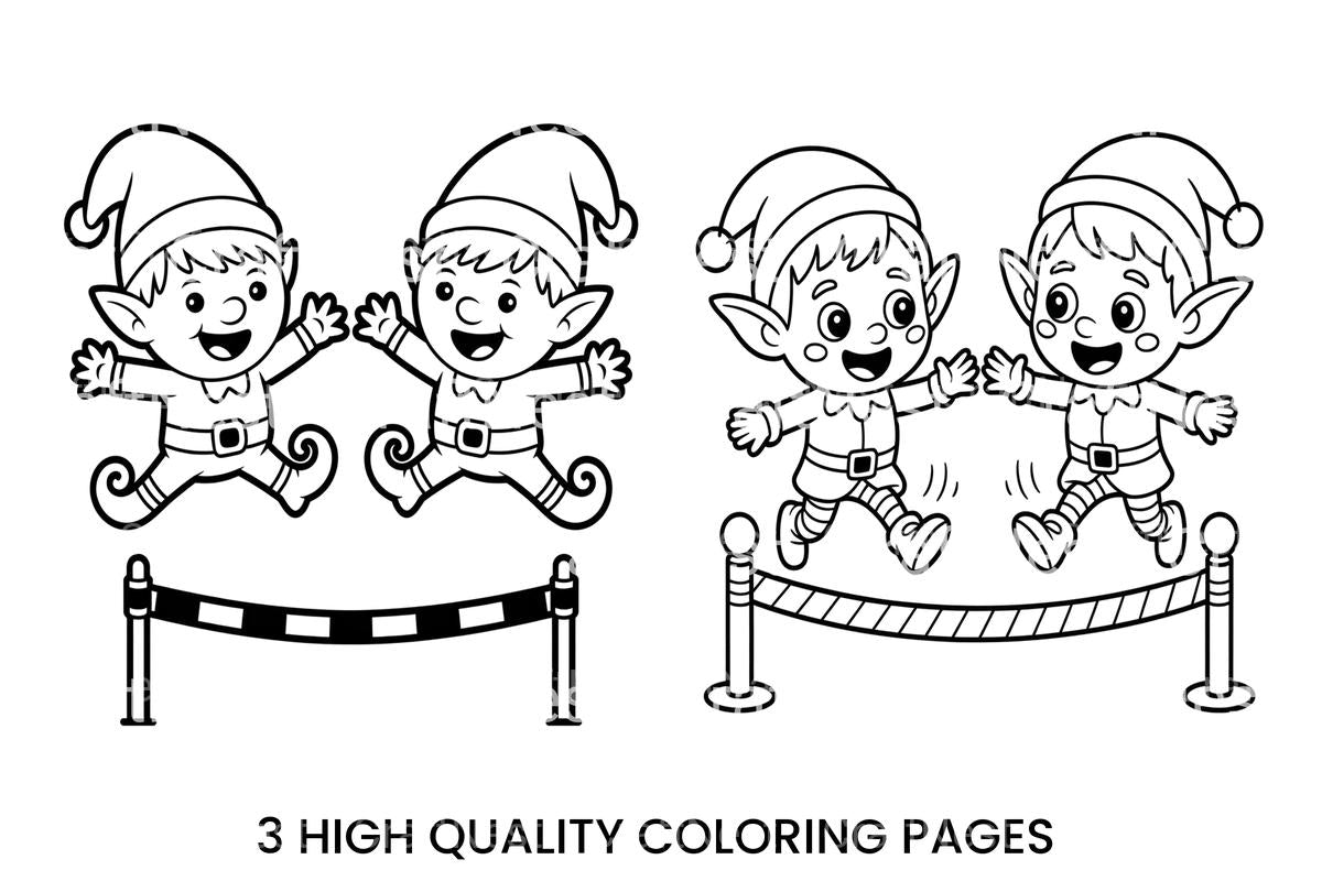 Christmas Elf Jumping Coloring Books