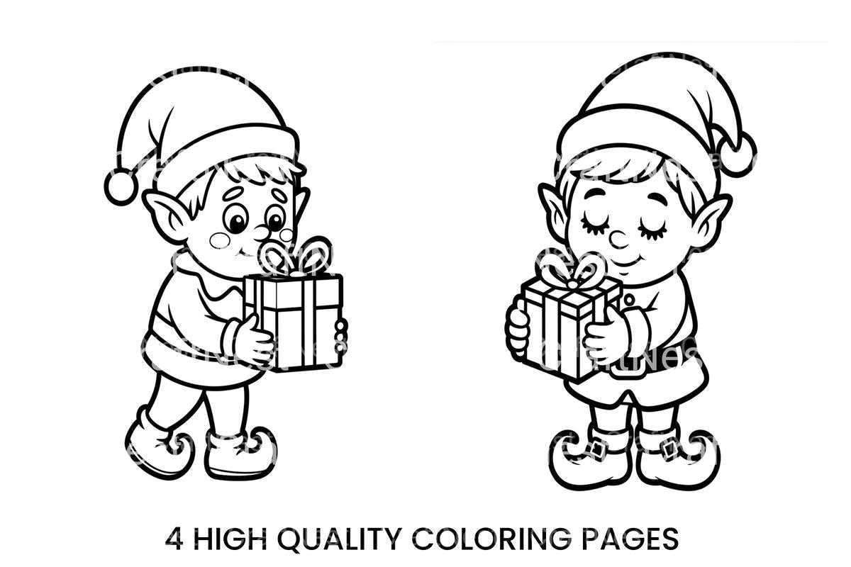 Christmas Elf With Gift Coloring Books