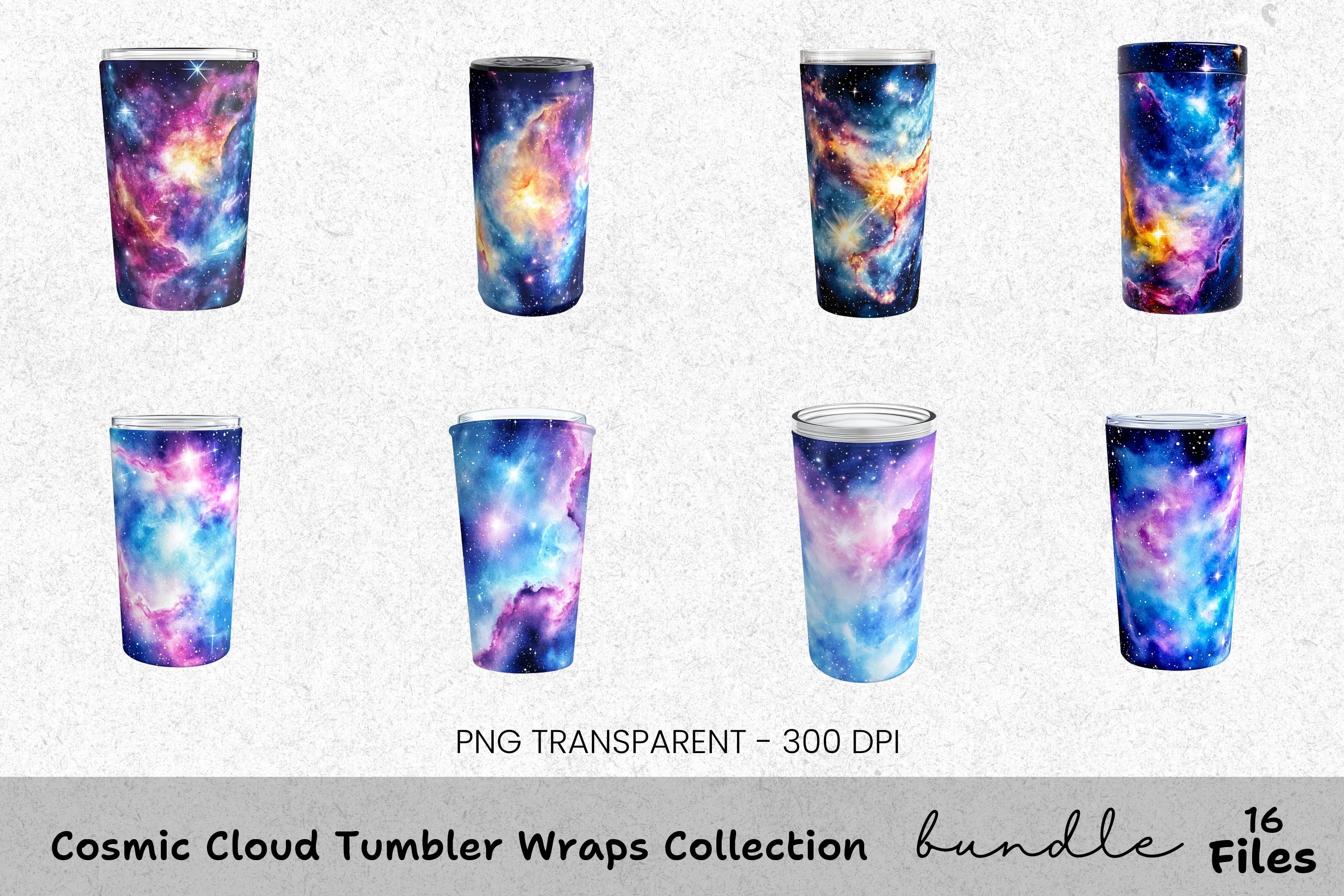 Cosmic Cloud Tumbler Clipart Bundle