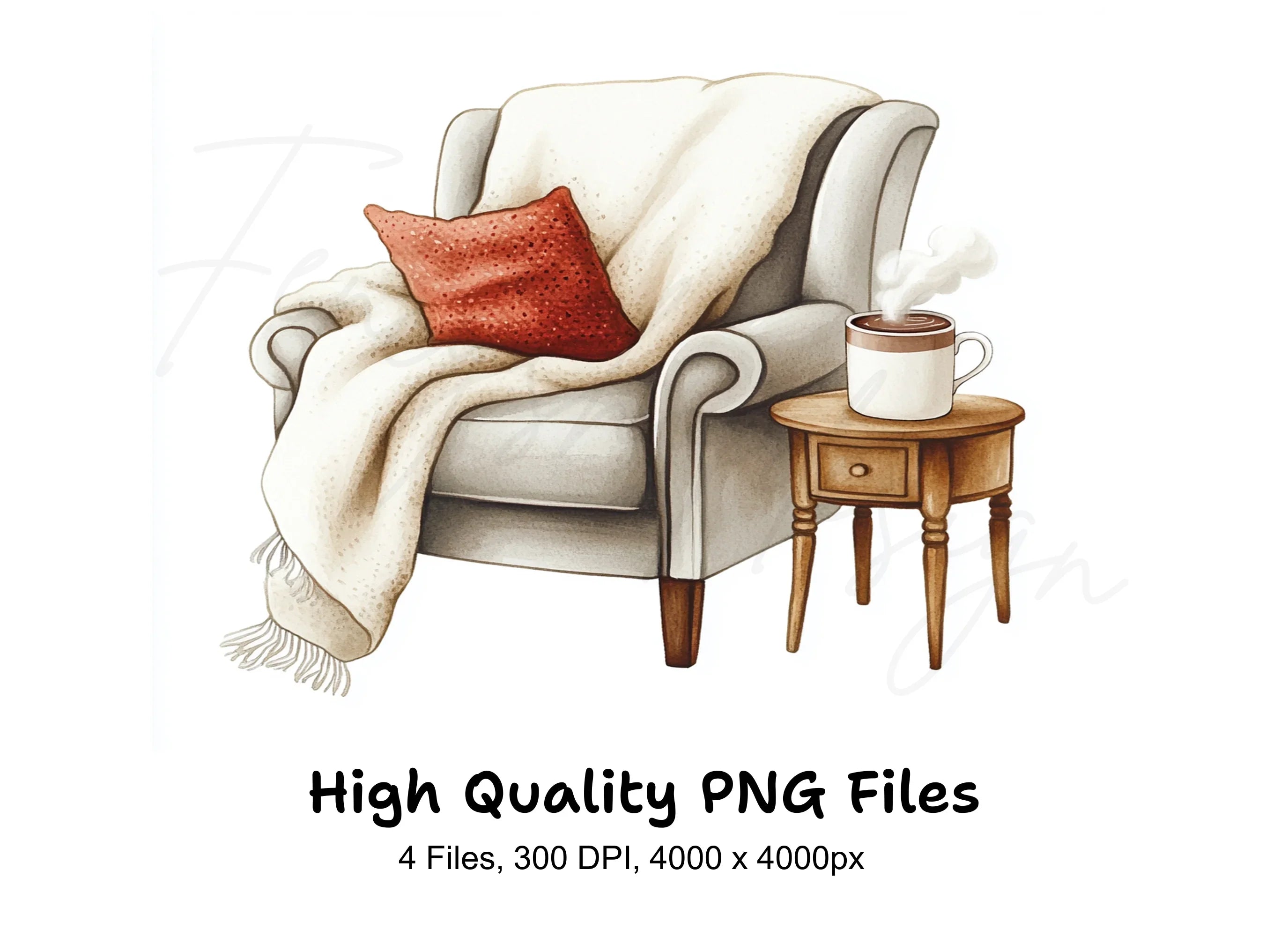 Cozy Armchair and Coffee Clipart Bundle