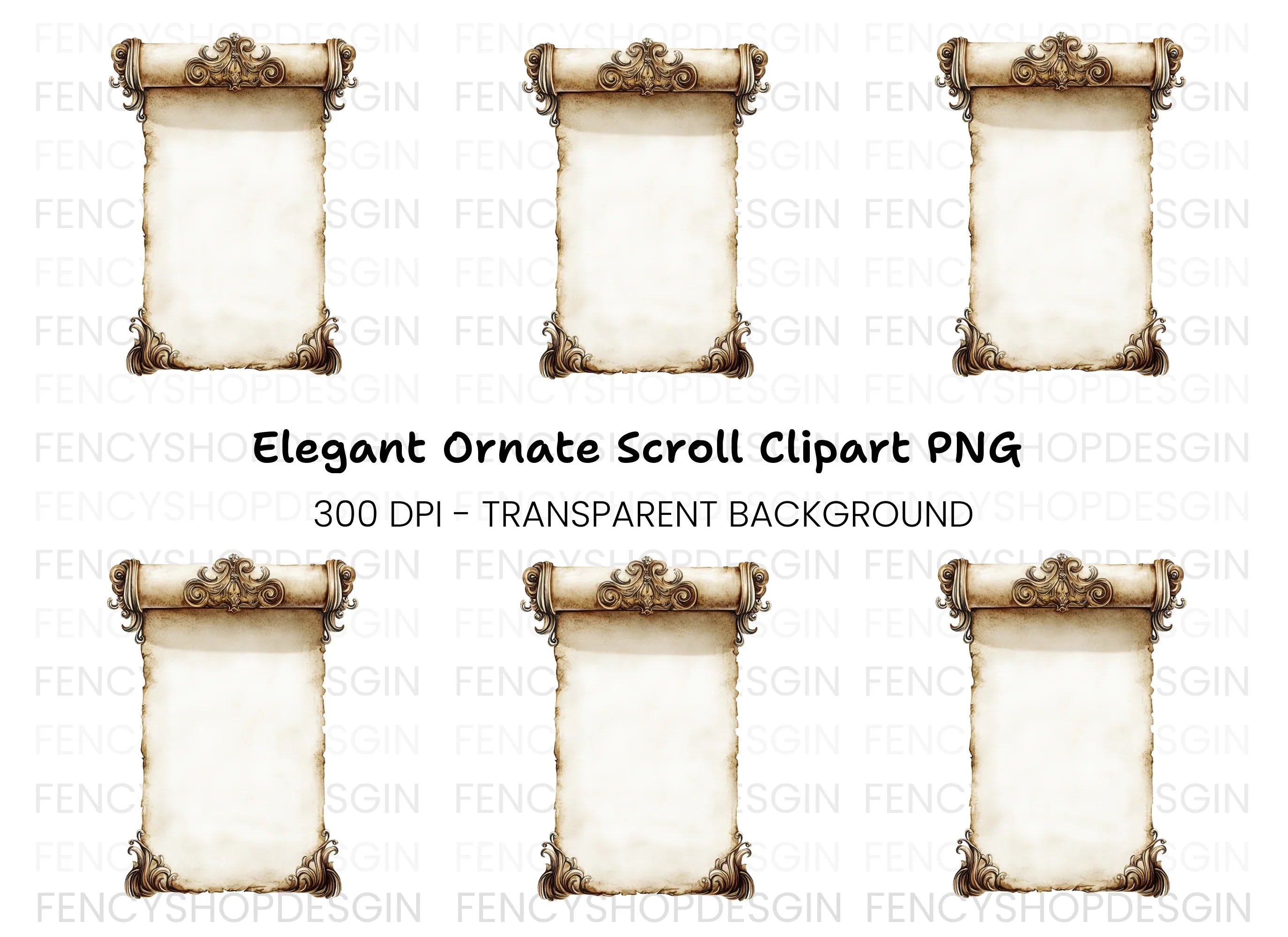 Vintage Scroll Ornate Frame Clipart Bundle