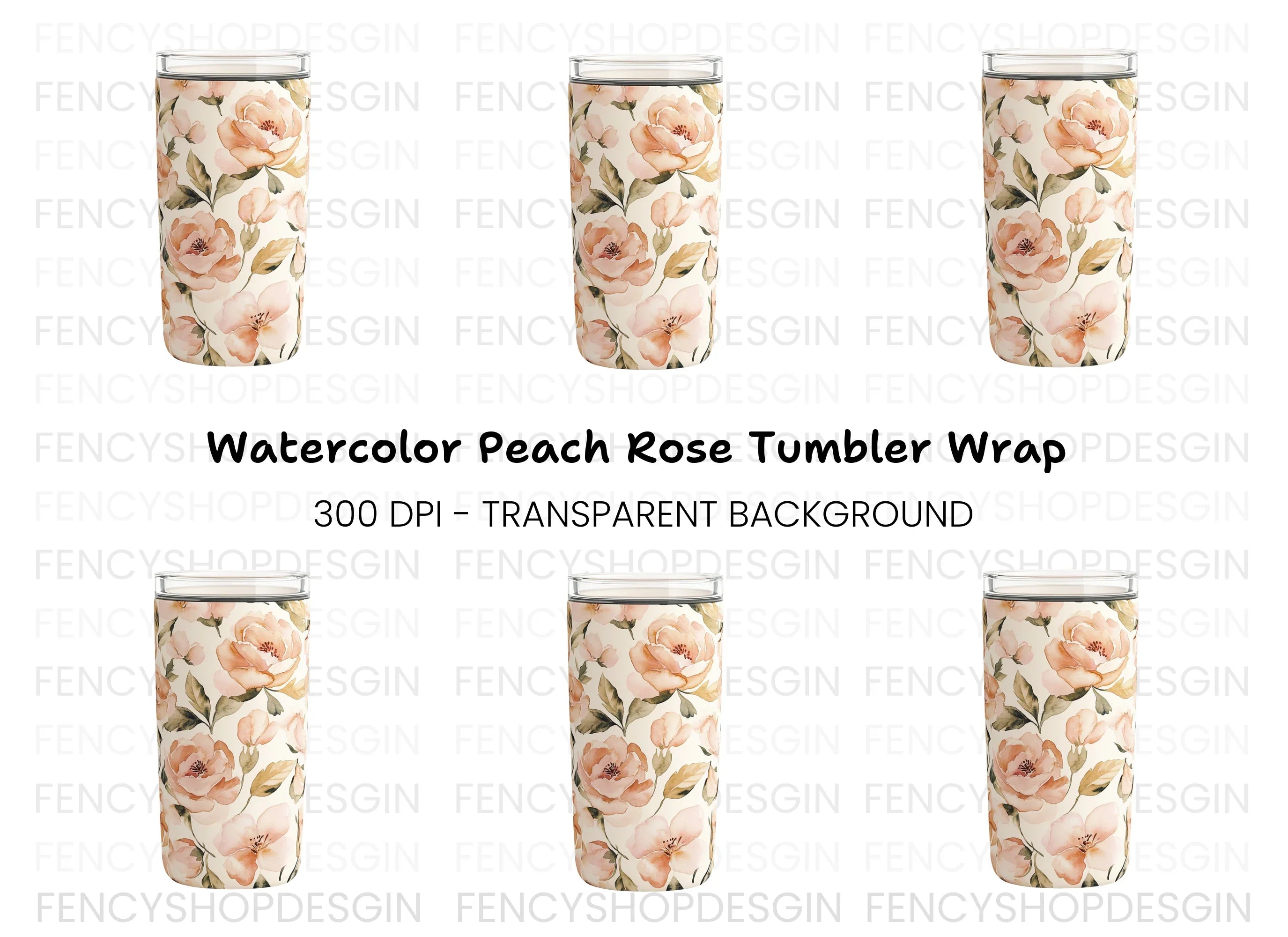 Vintage Peach Floral Tumbler Clipart Bundle