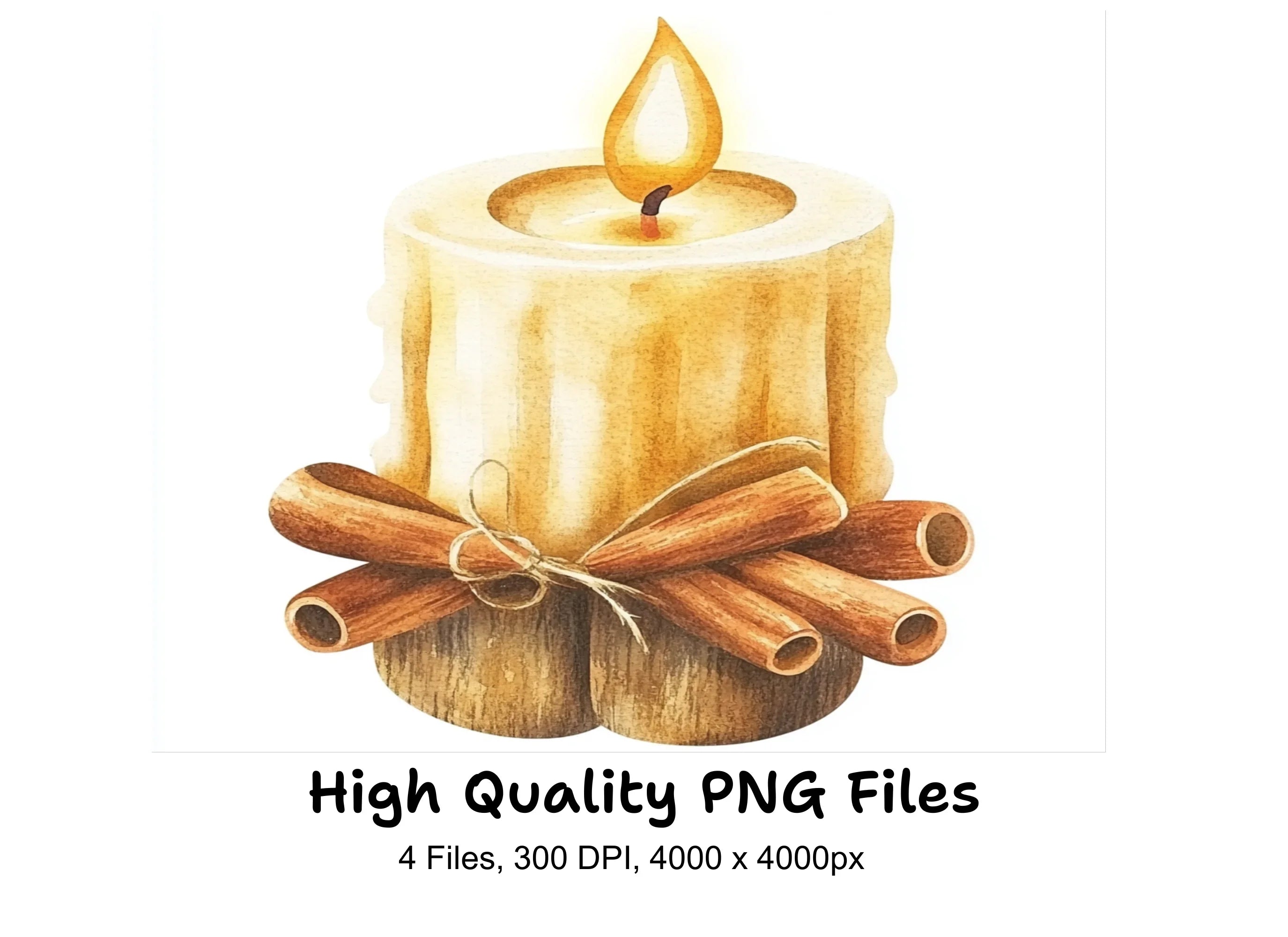 Cozy Cinnamon Candle Clipart Bundle