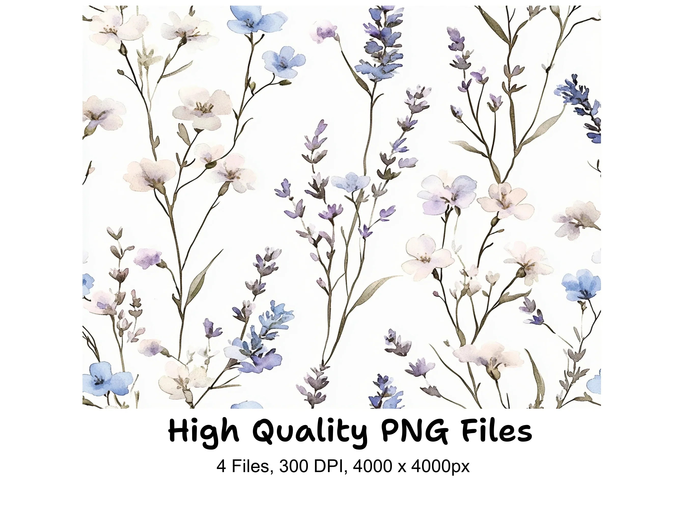 Wildflower Seamless Pattern Clipart Bundle