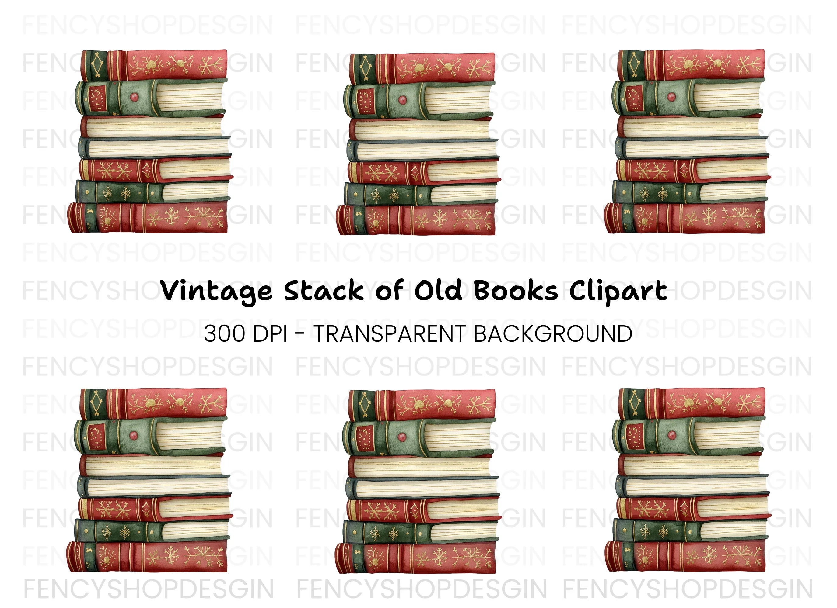 Stack of Christmas Books Clipart Bundle