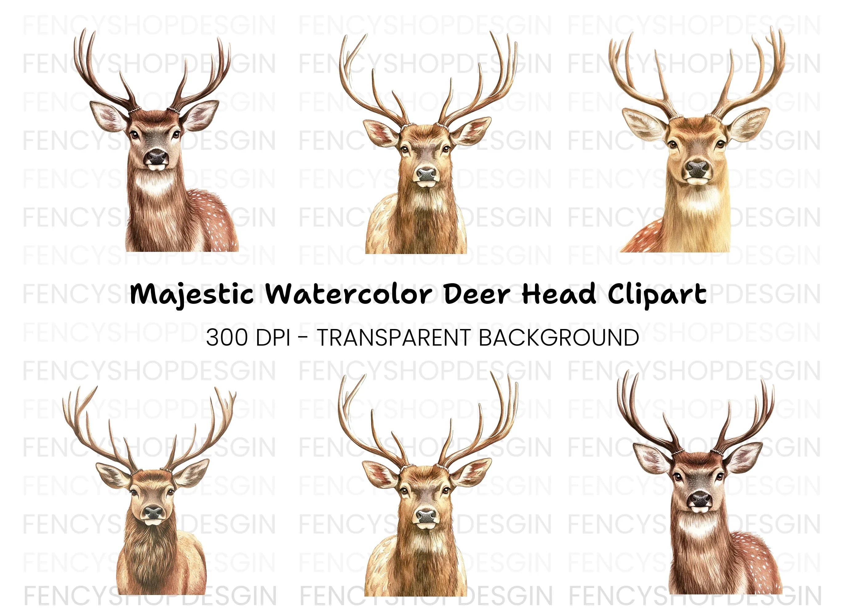 Majestic Deer Head Clipart Bundle