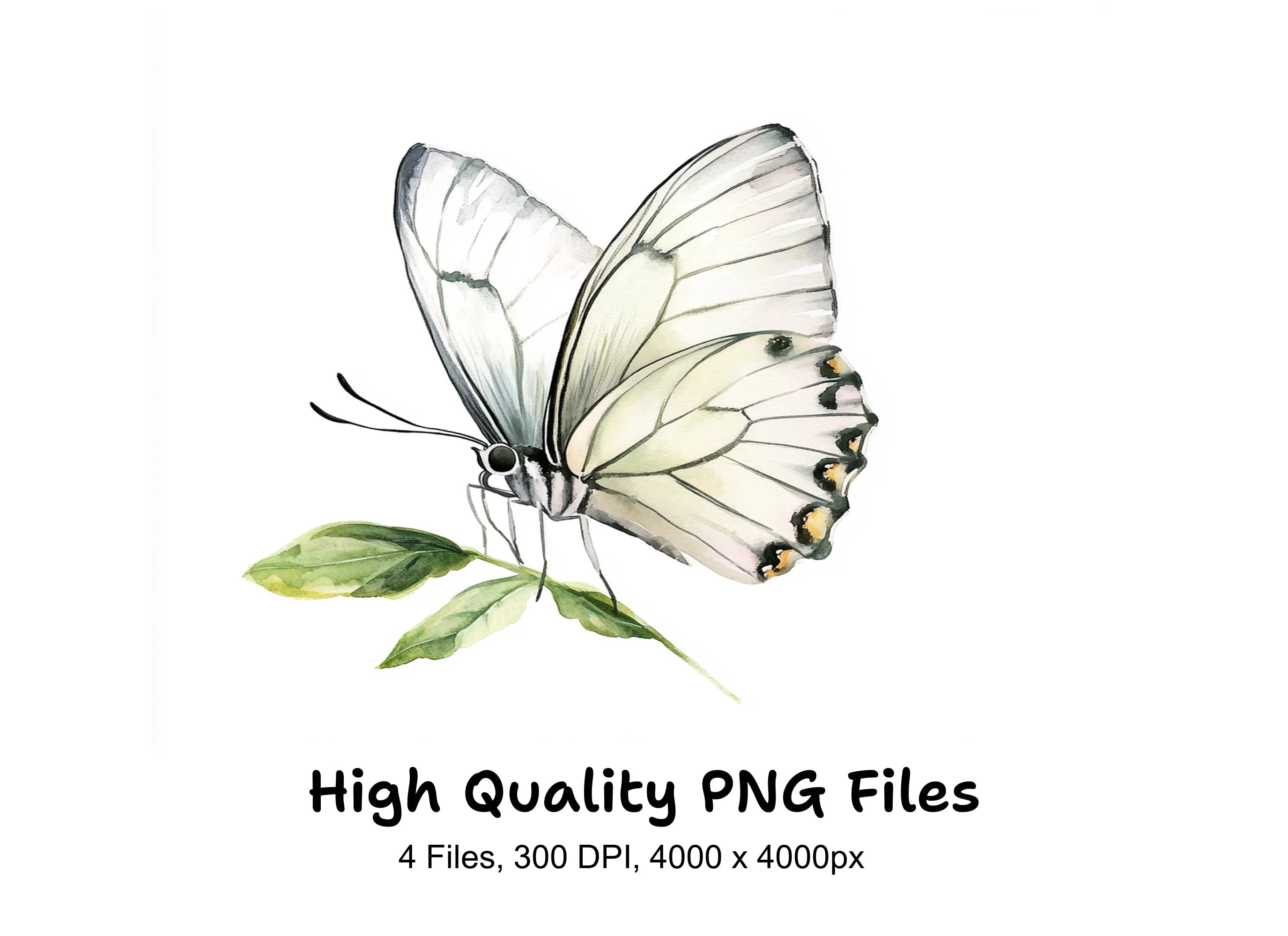 Elegant White Butterfly Clipart Bundle
