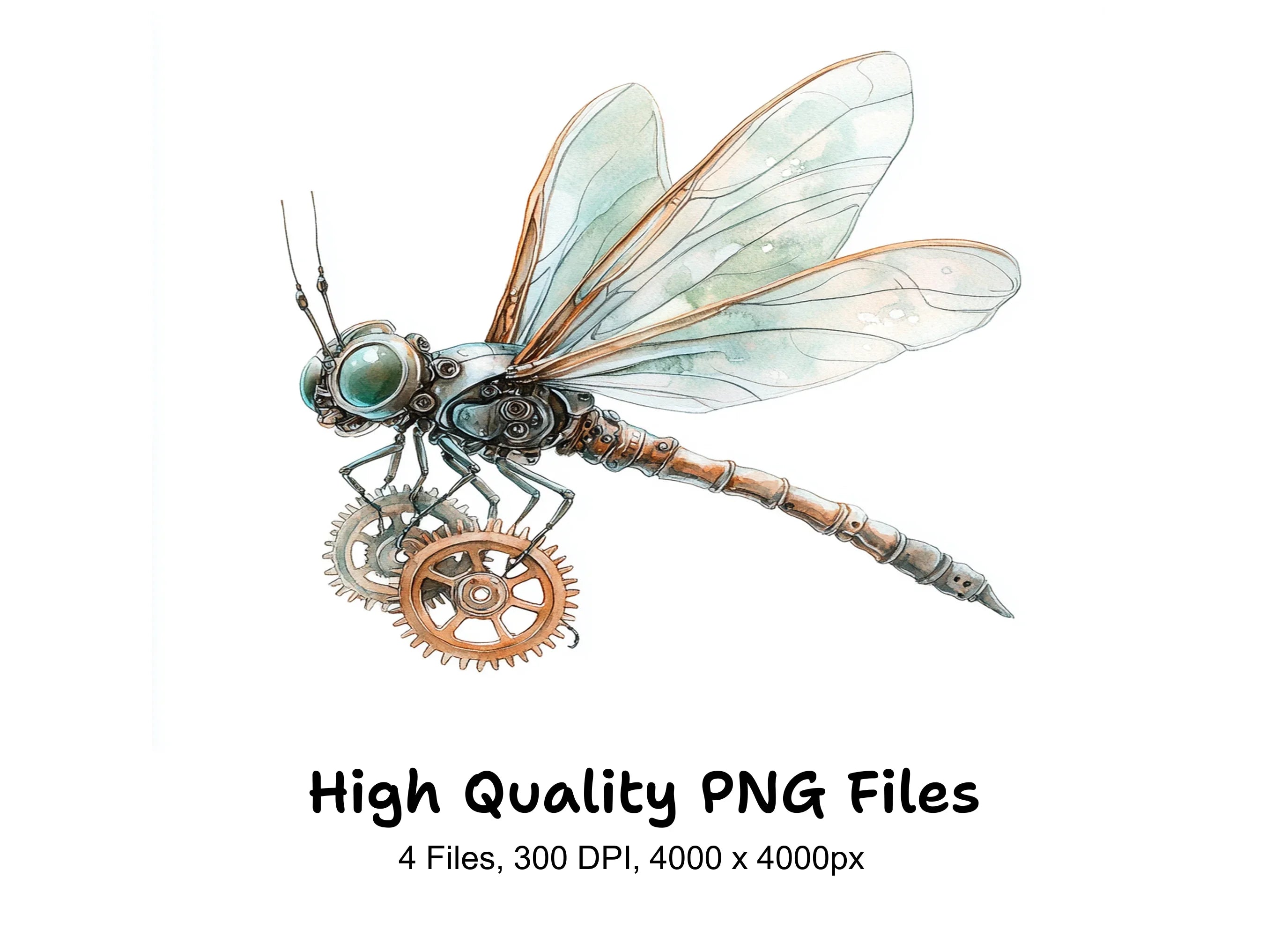 Steampunk Dragonfly Clipart Bundle