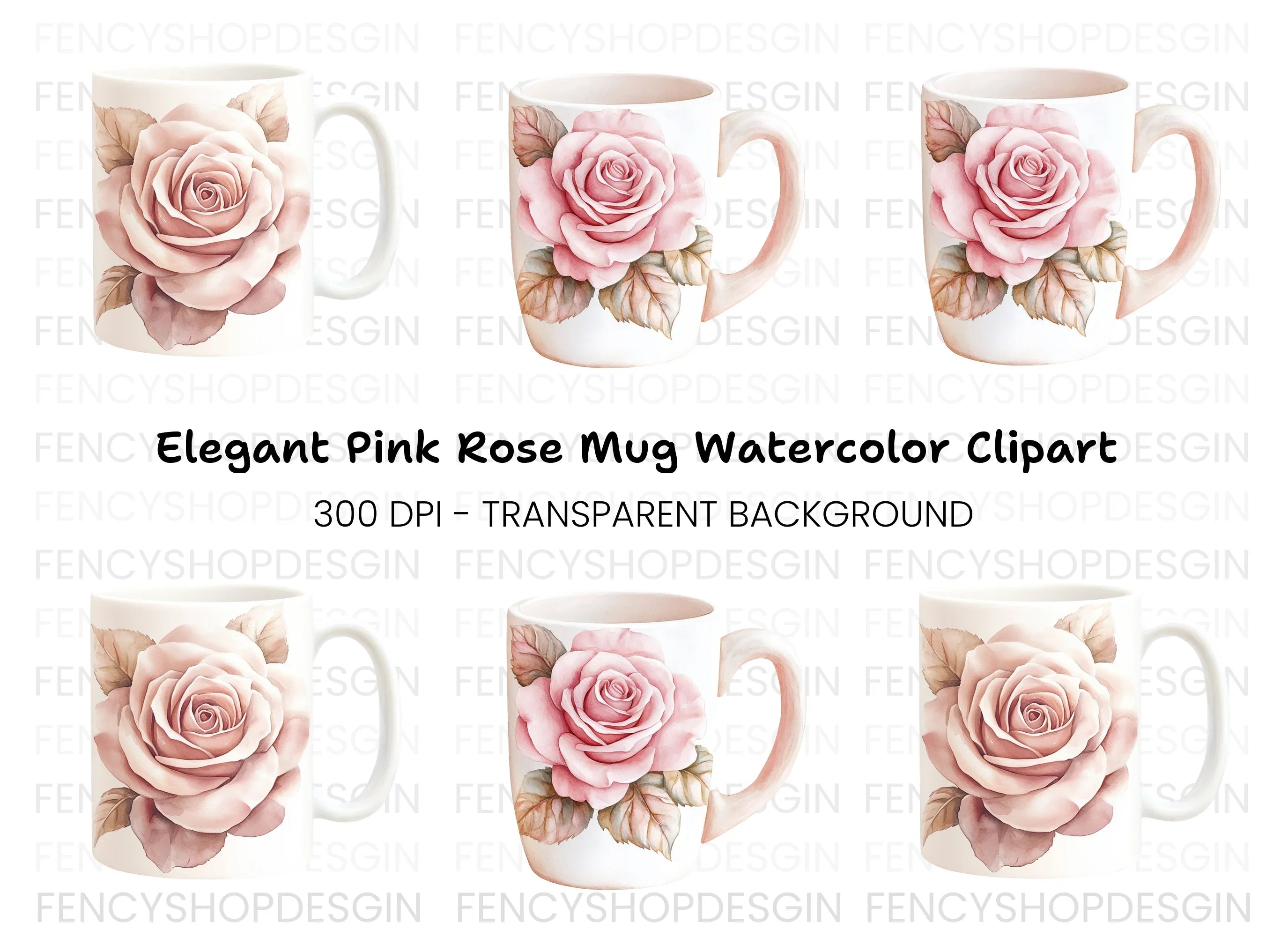 Elegant Pink Rose Clipart Bundle