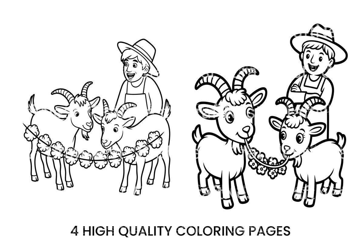 Farmer and Goats Fun Coloring Books