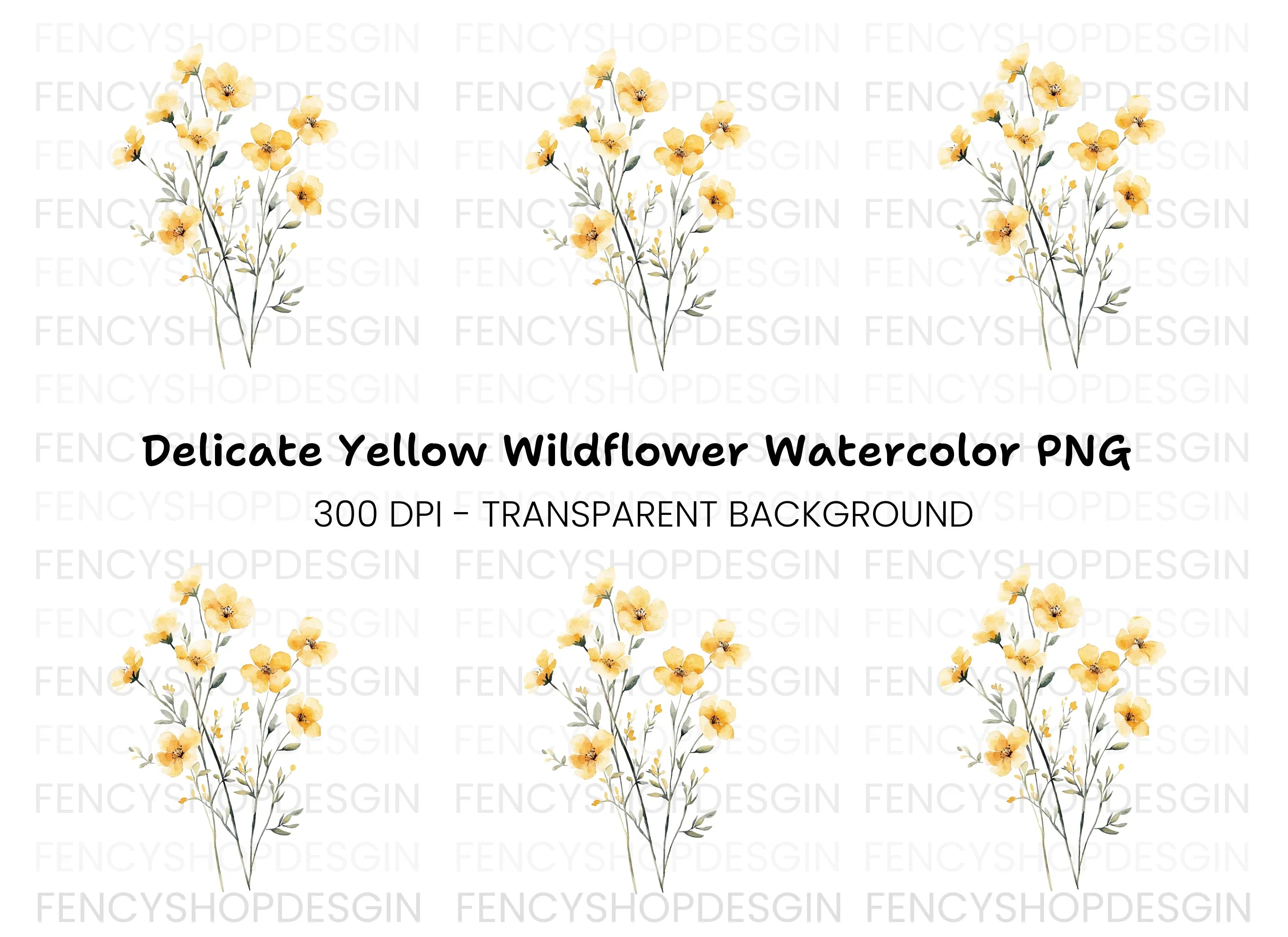 Yellow Wildflowers Clipart Bundle