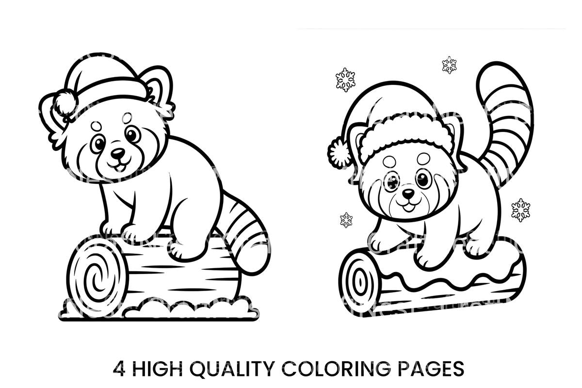 Red Pandas Winter Holiday Coloring Books