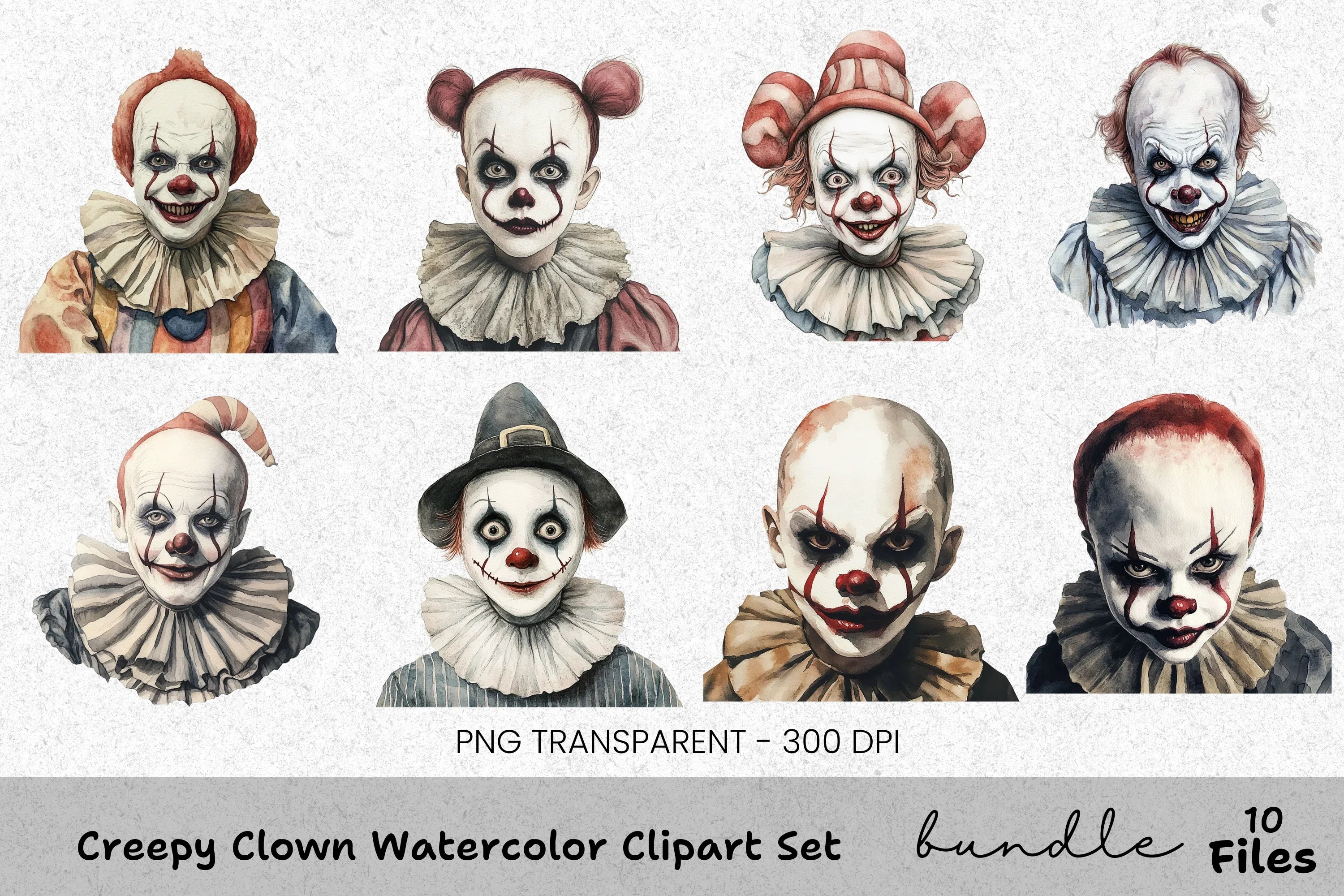Creepy Clown Clipart Bundle