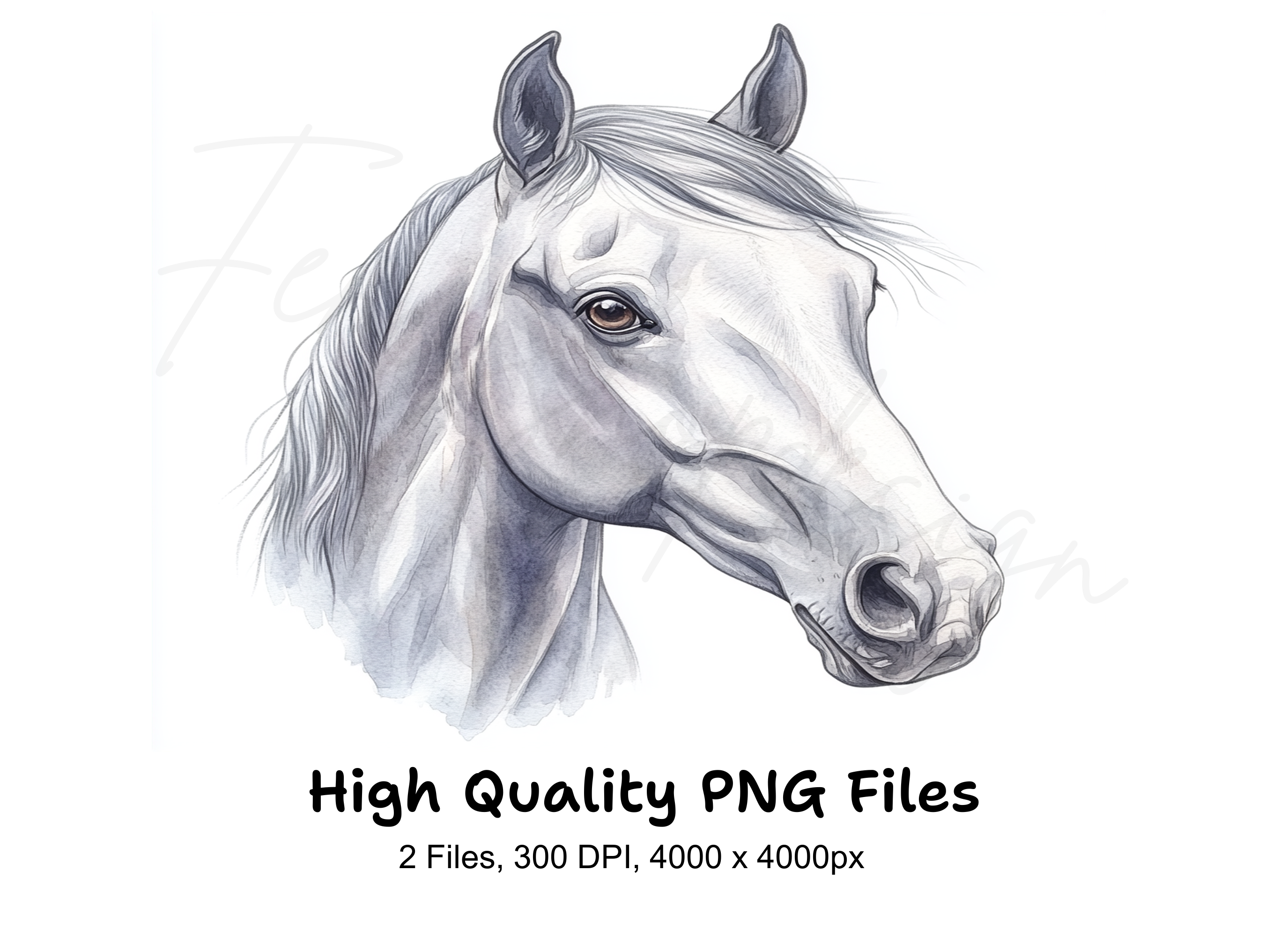 Beautiful White Horse Head Clipart Bundle