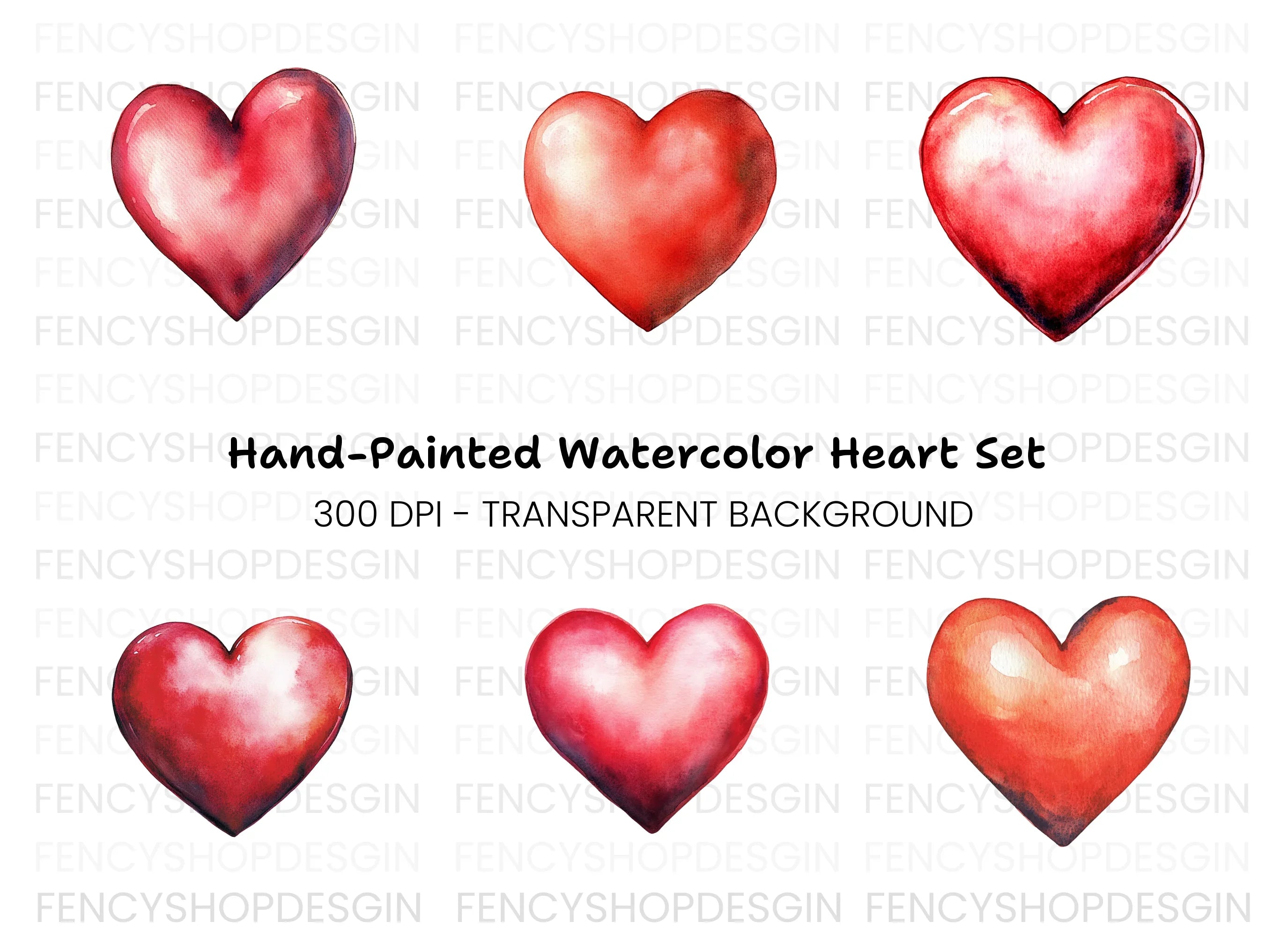 Red Hearts Clipart Bundle