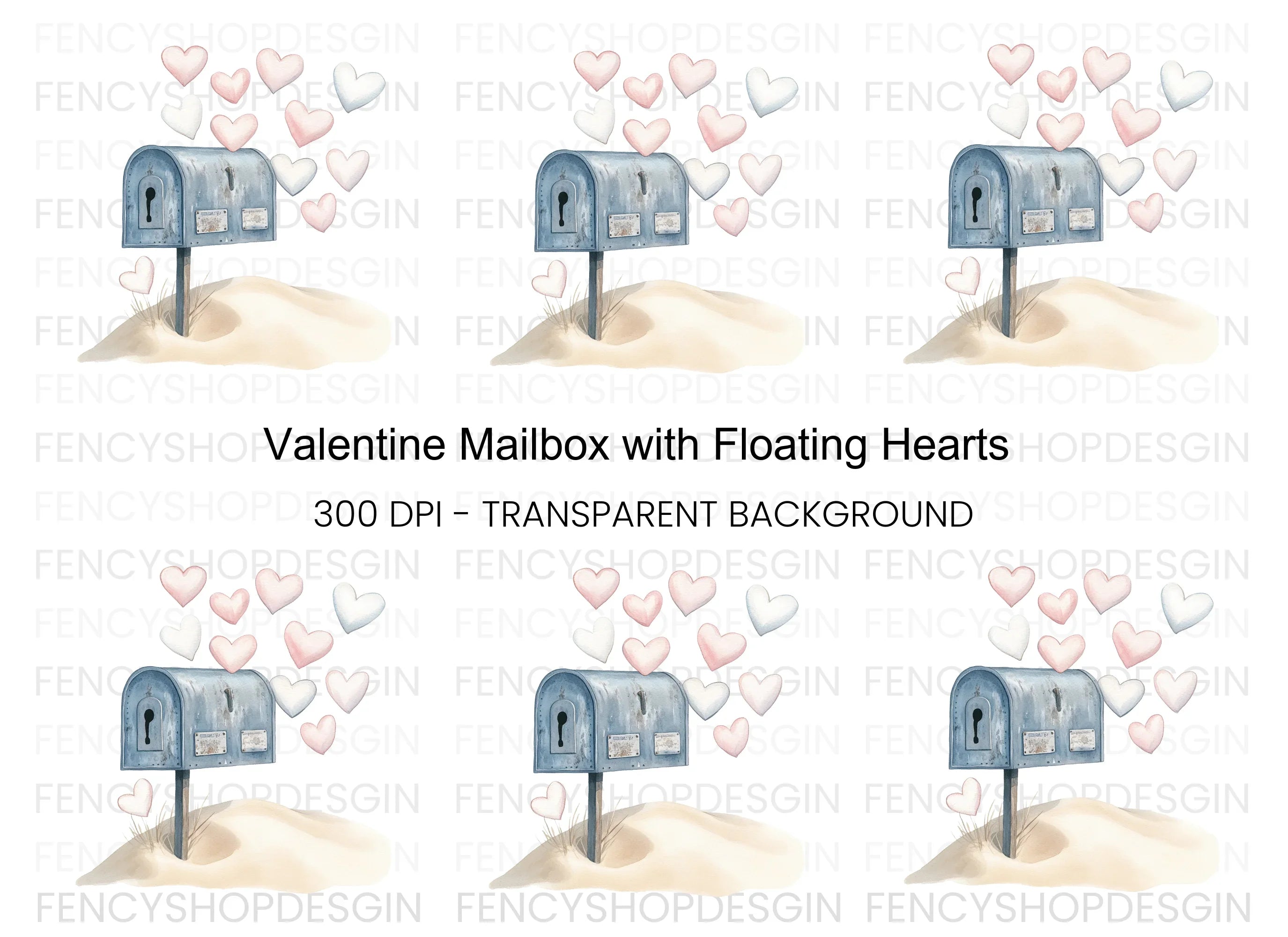 Love Mailbox with Hearts Clipart Bundle