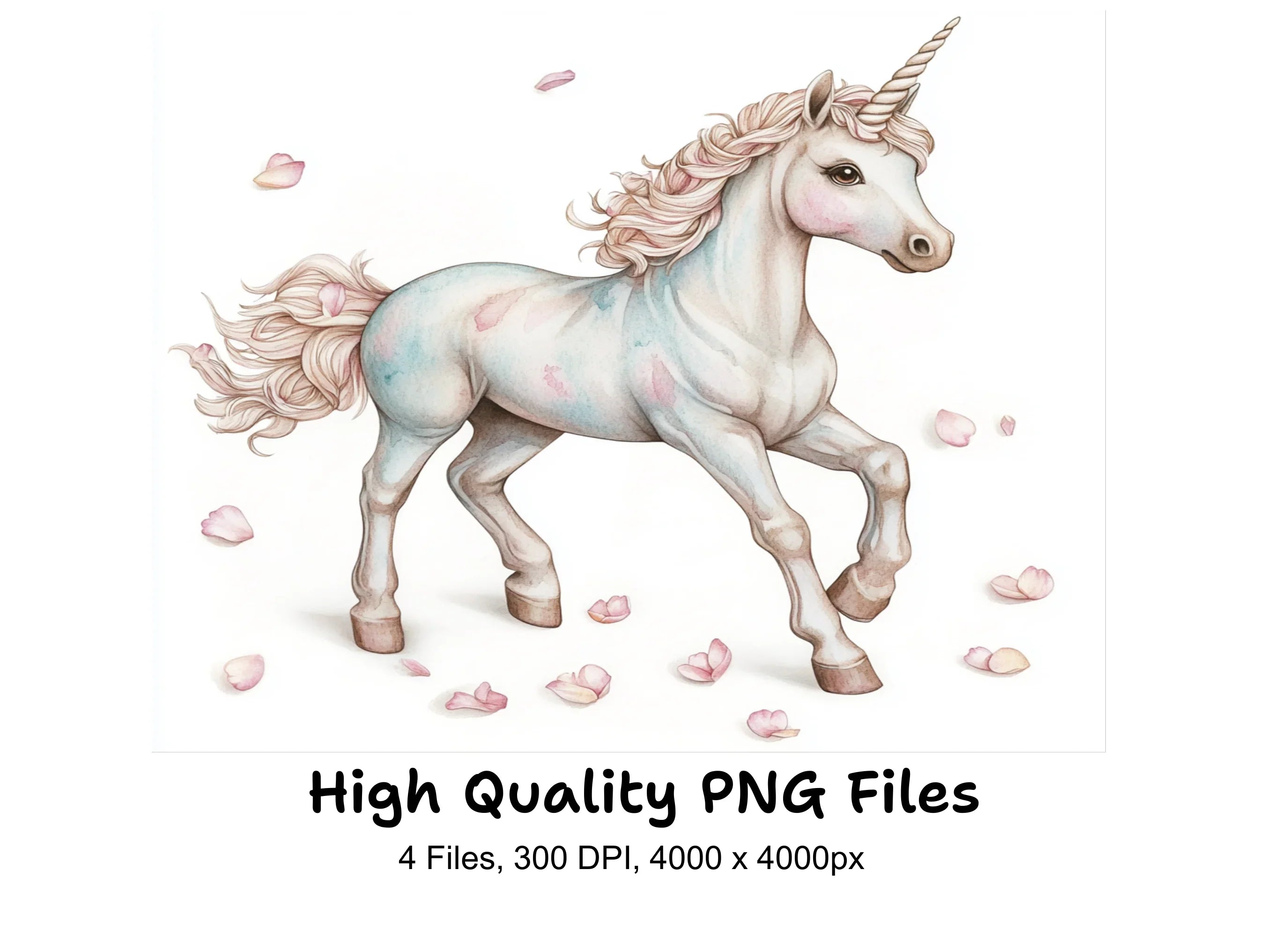Unicorns with Petals Clipart Bundle