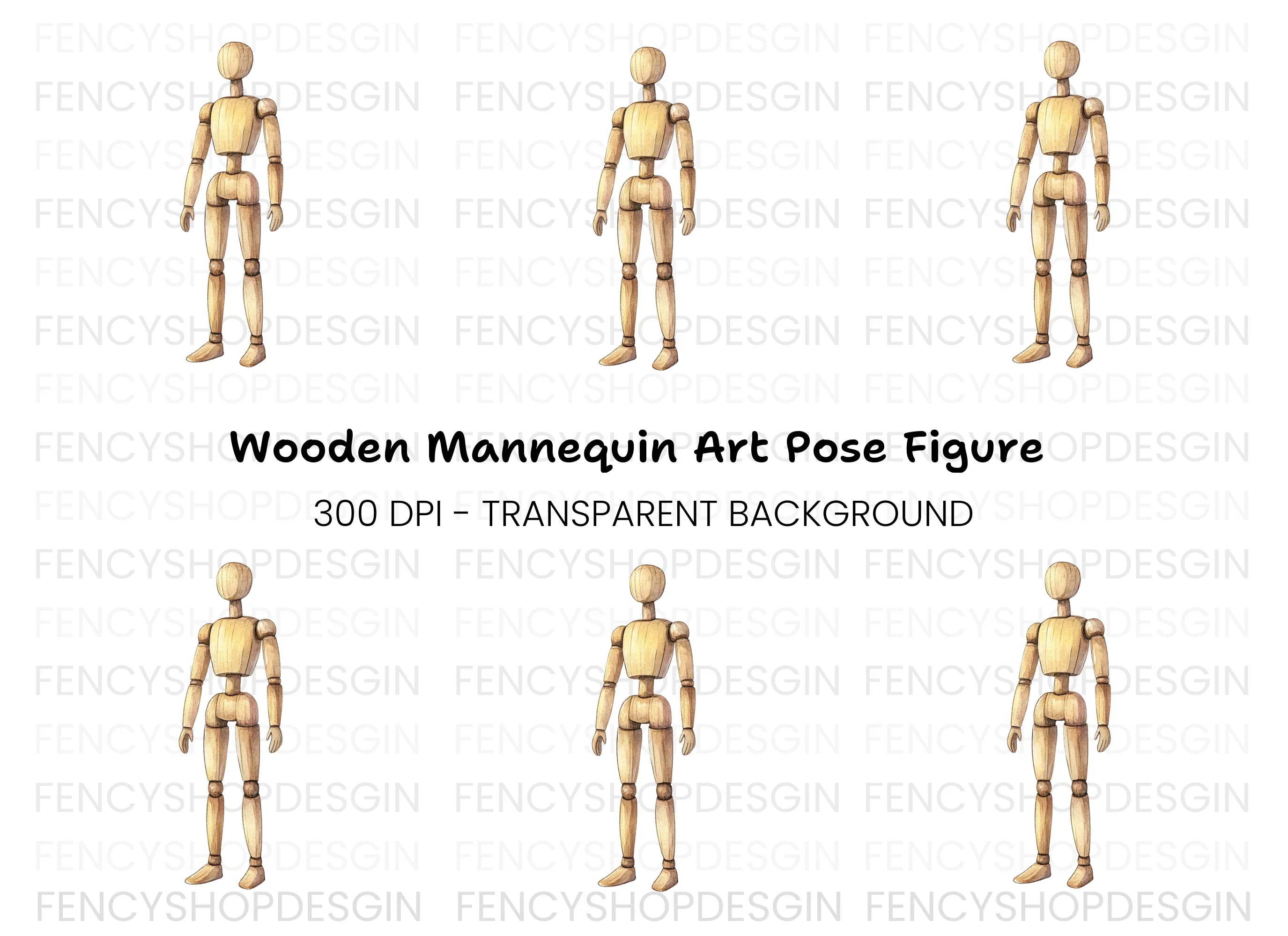 Articulated Wooden Figure Clipart Bundle
