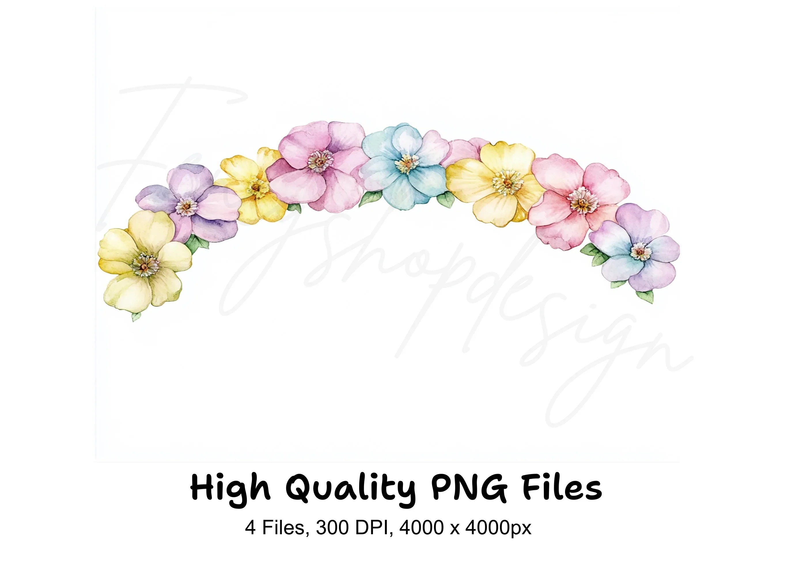 Floral Rainbow Clipart Bundle