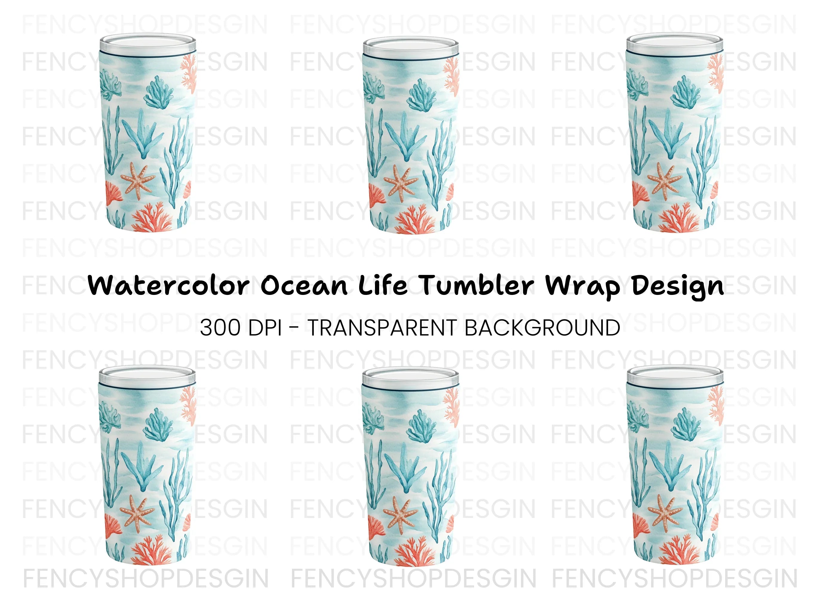 Underwater Coral Reef Tumbler Clipart Bundle