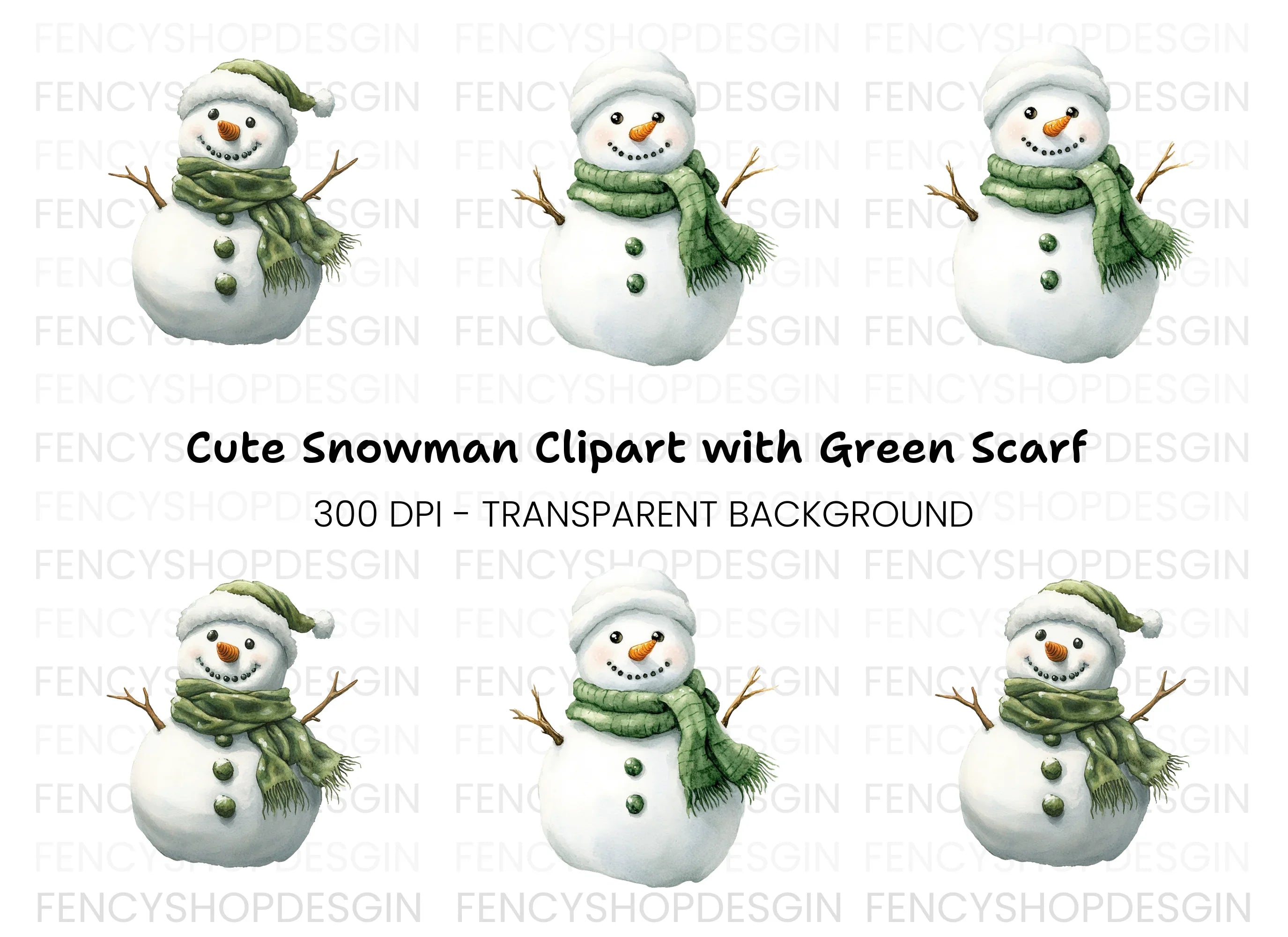 Cute Snowman Clipart Bundle