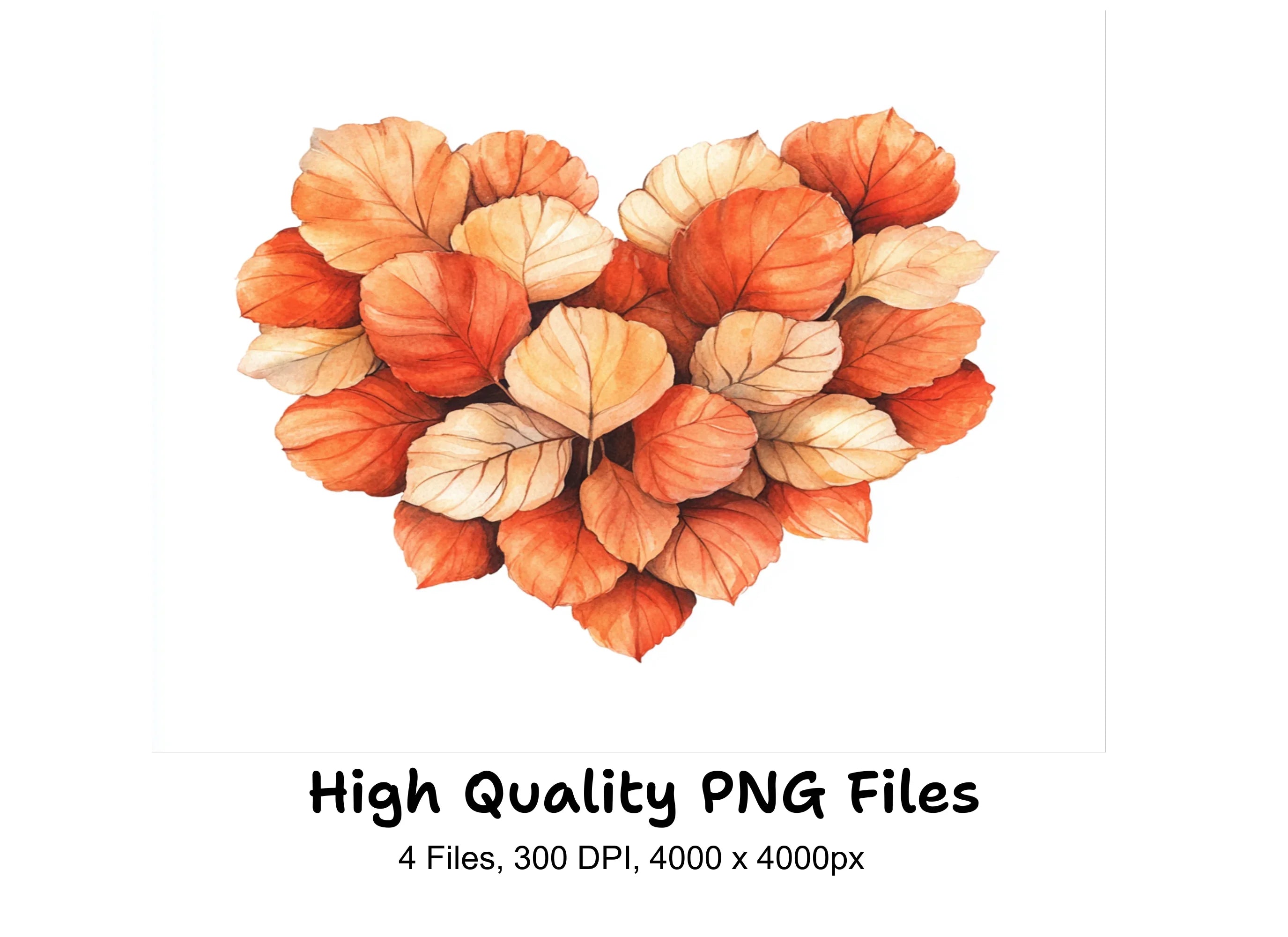 Fall Leaves & Pumpkin Heart Clipart Bundle